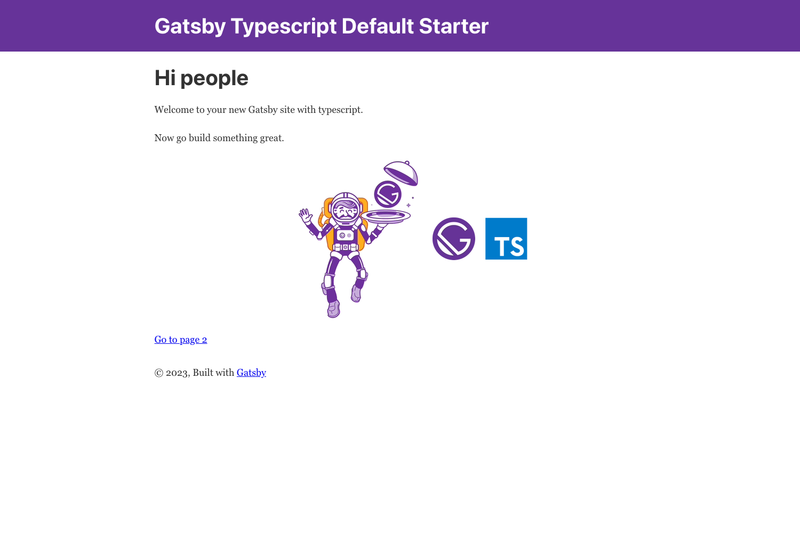 Image for Gatsby Typescript Default Starter on template0.com Image for Gatsby Typescript Default Starter on template0.com