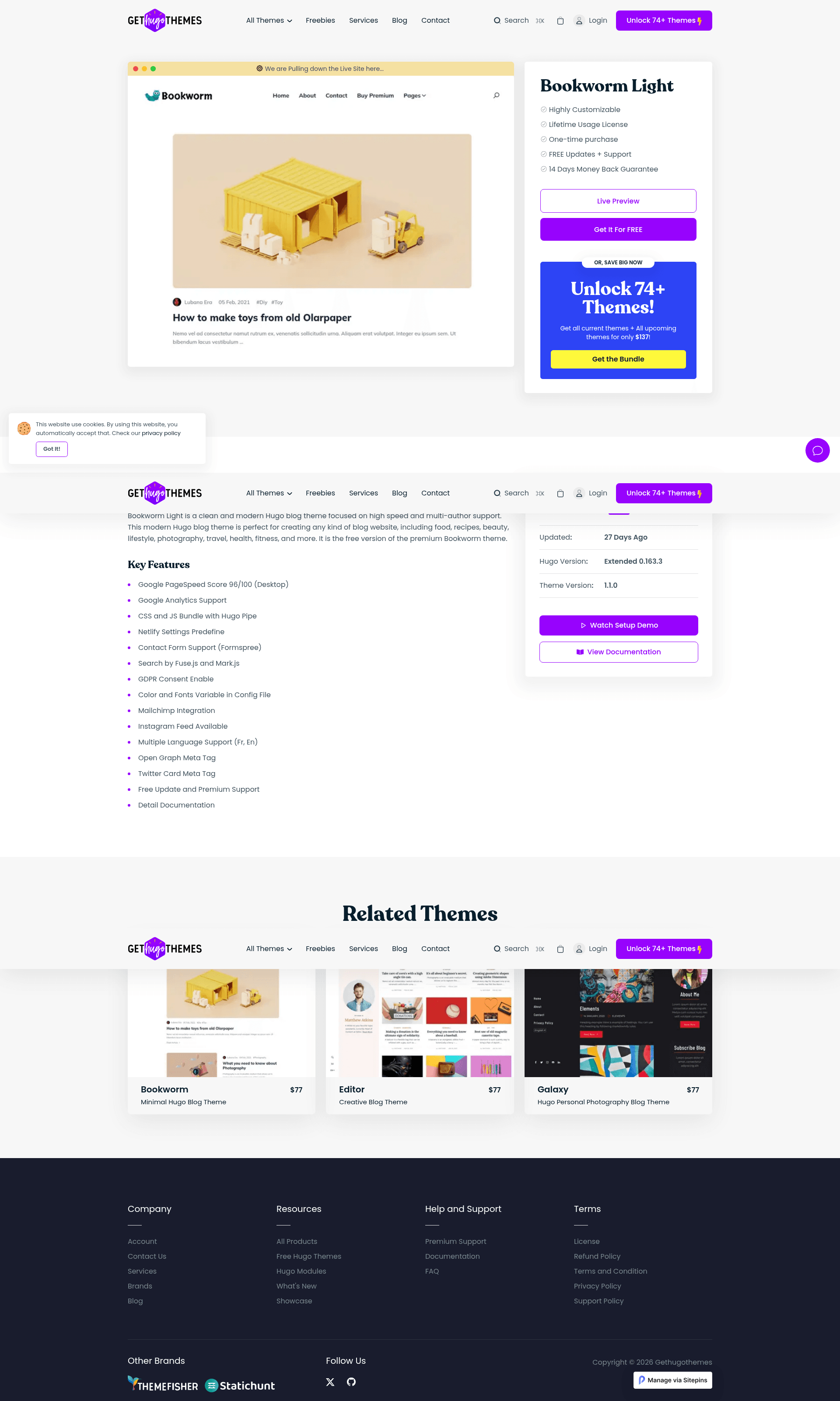 screenshot of Bookworm Light on template0.com
