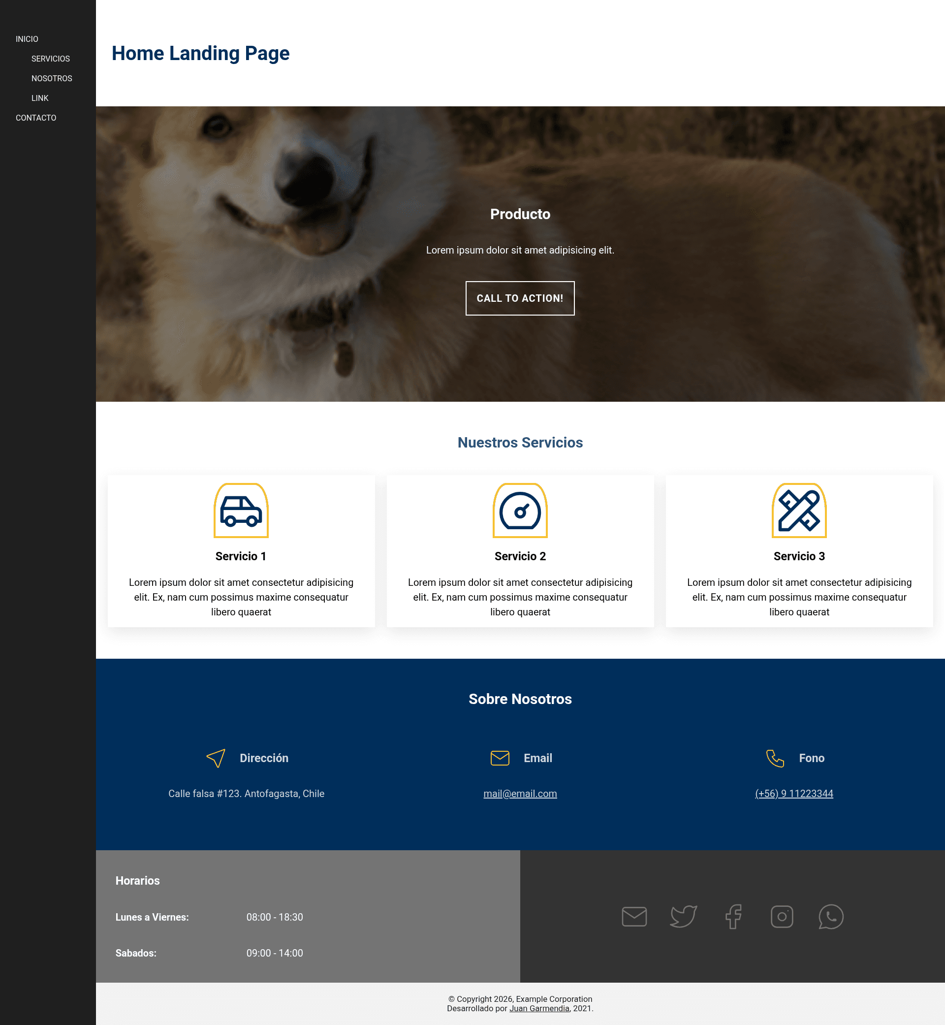 screenshot of Landing Page Template on template0.com
