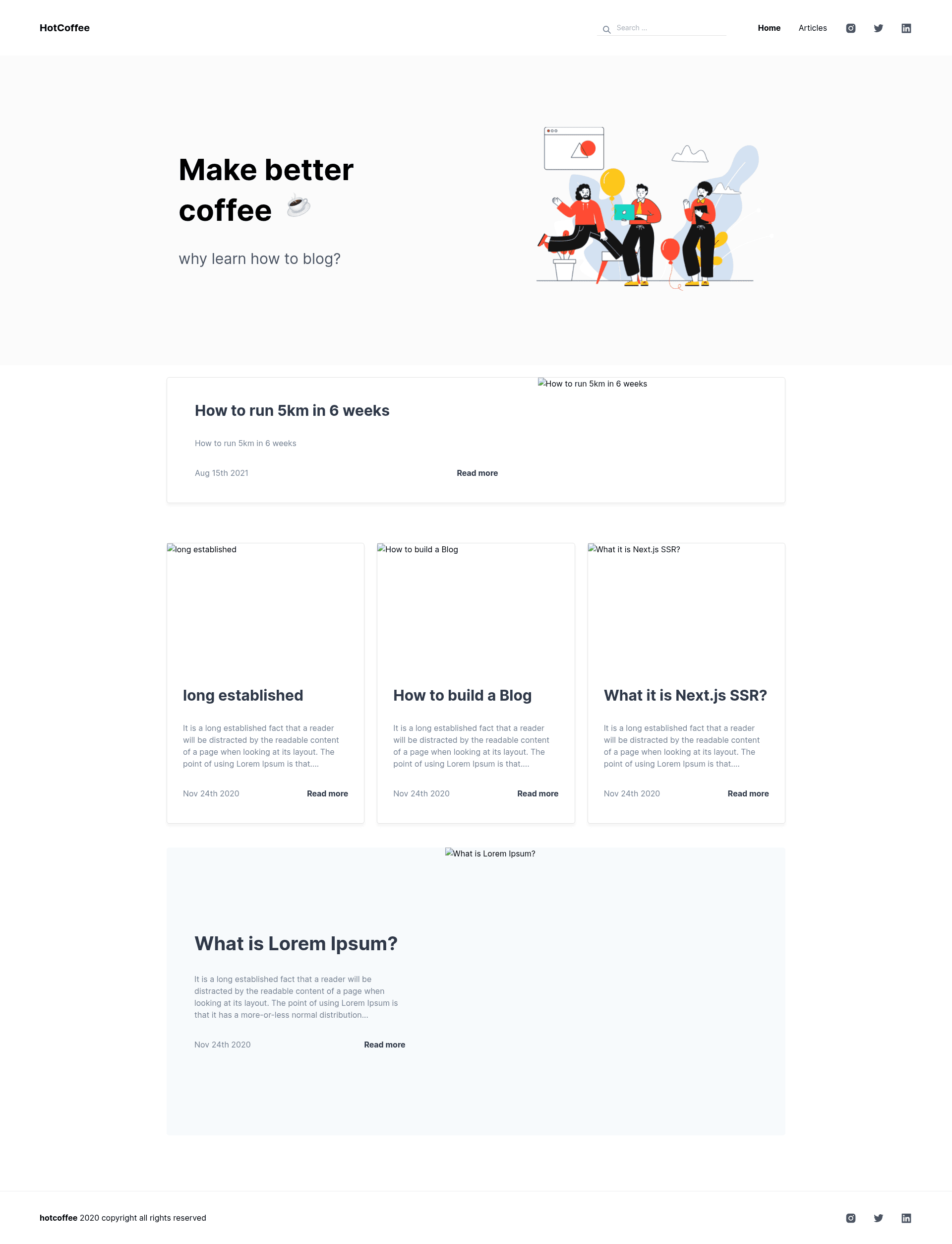 screenshot of Next.js Blog CMS on template0.com