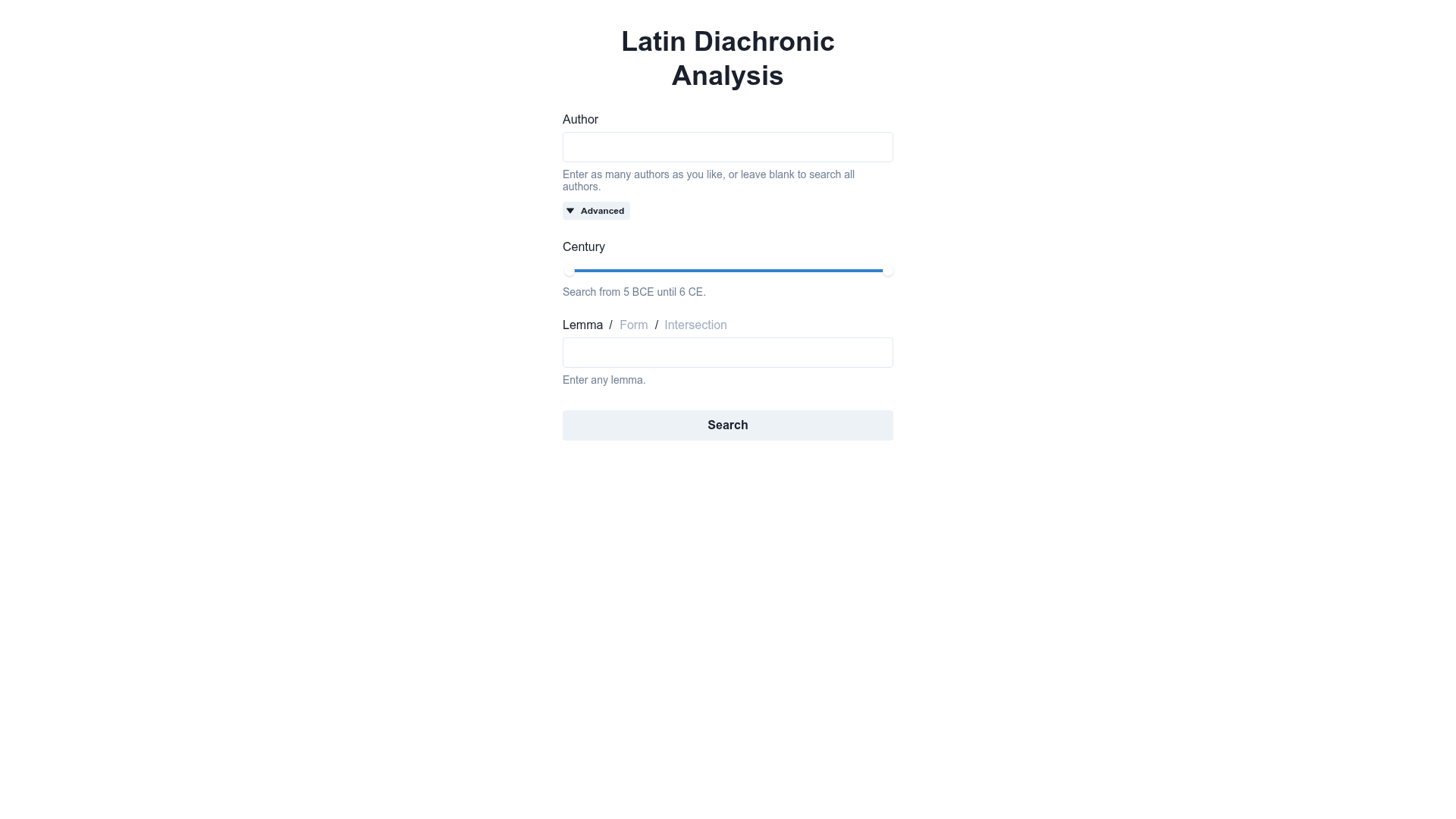 screenshot of Latin Diachronic Frontend on template0.com