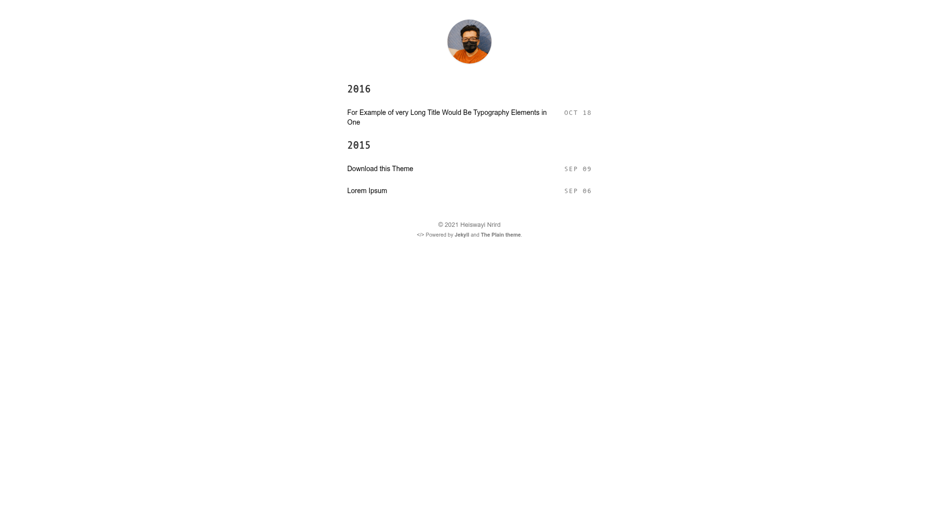 screenshot of The Plain on template0.com