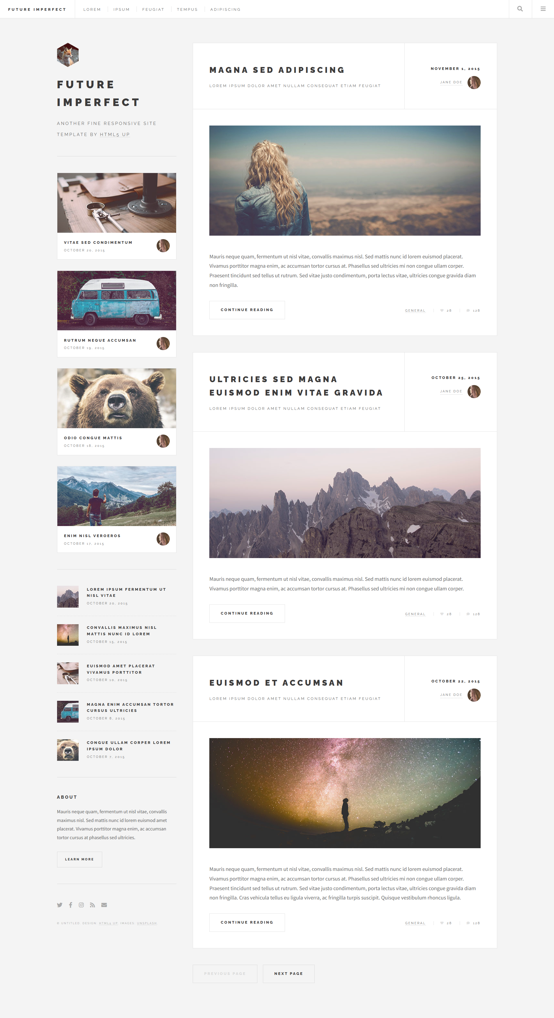 Image for Future Imperfect(blog html template) on template0.com