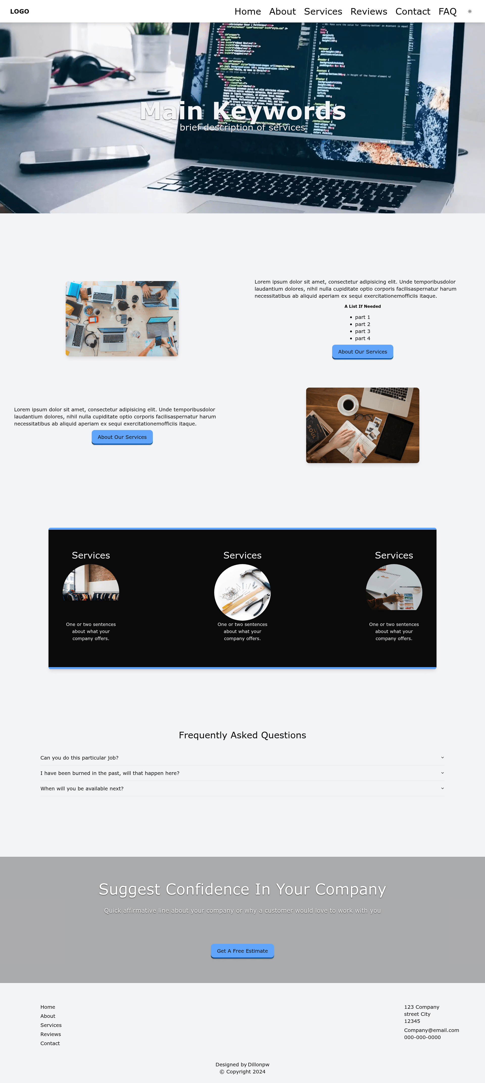 screenshot of Small Business Website Astro Template on template0.com