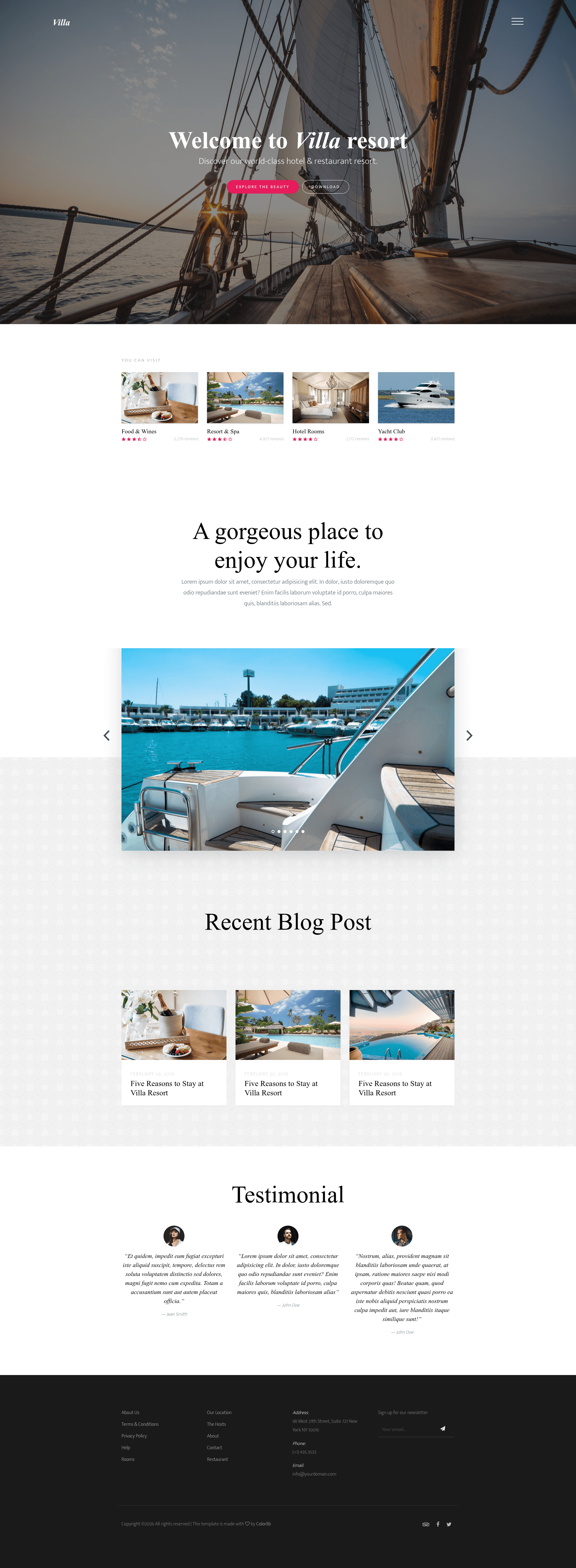 screenshot of Villa – Free Bootstrap 4 HTML5 Hotel Website Template on template0.com