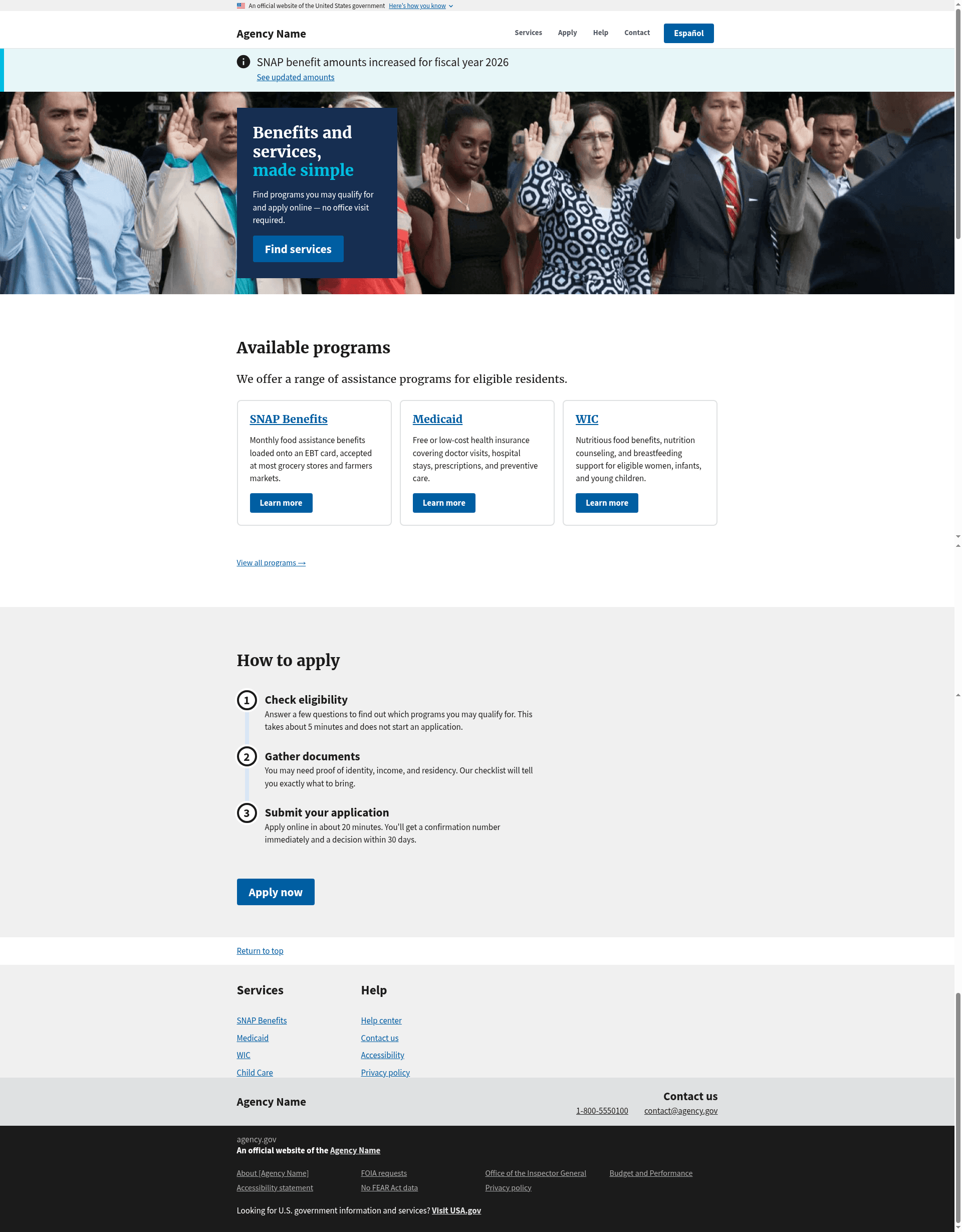 screenshot of astro-gov-starter on template0.com