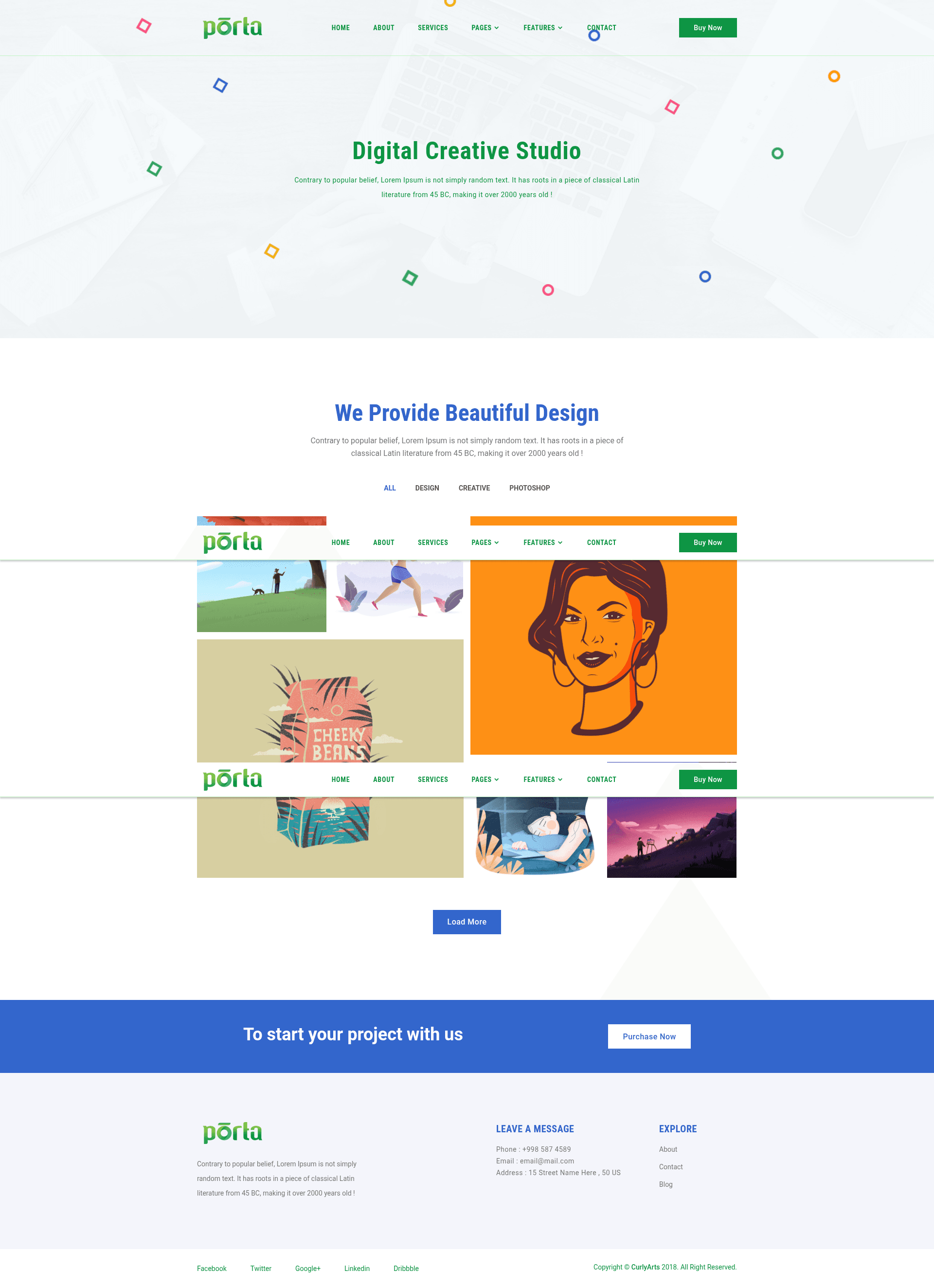 screenshot of Porta – A free Bootstrap minimal portfolio website template on template0.com