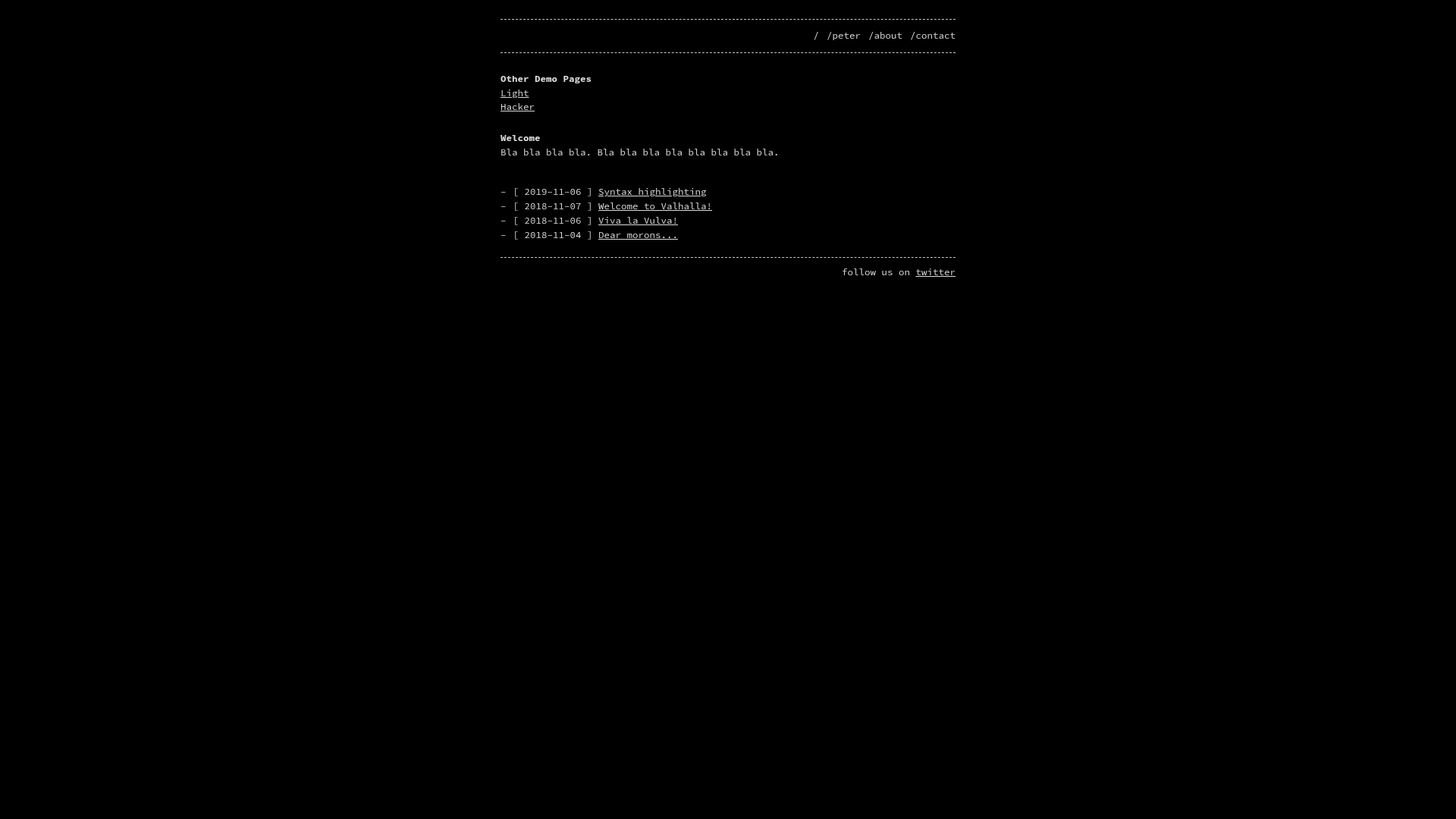 screenshot of jekyll-theme-console on template0.com