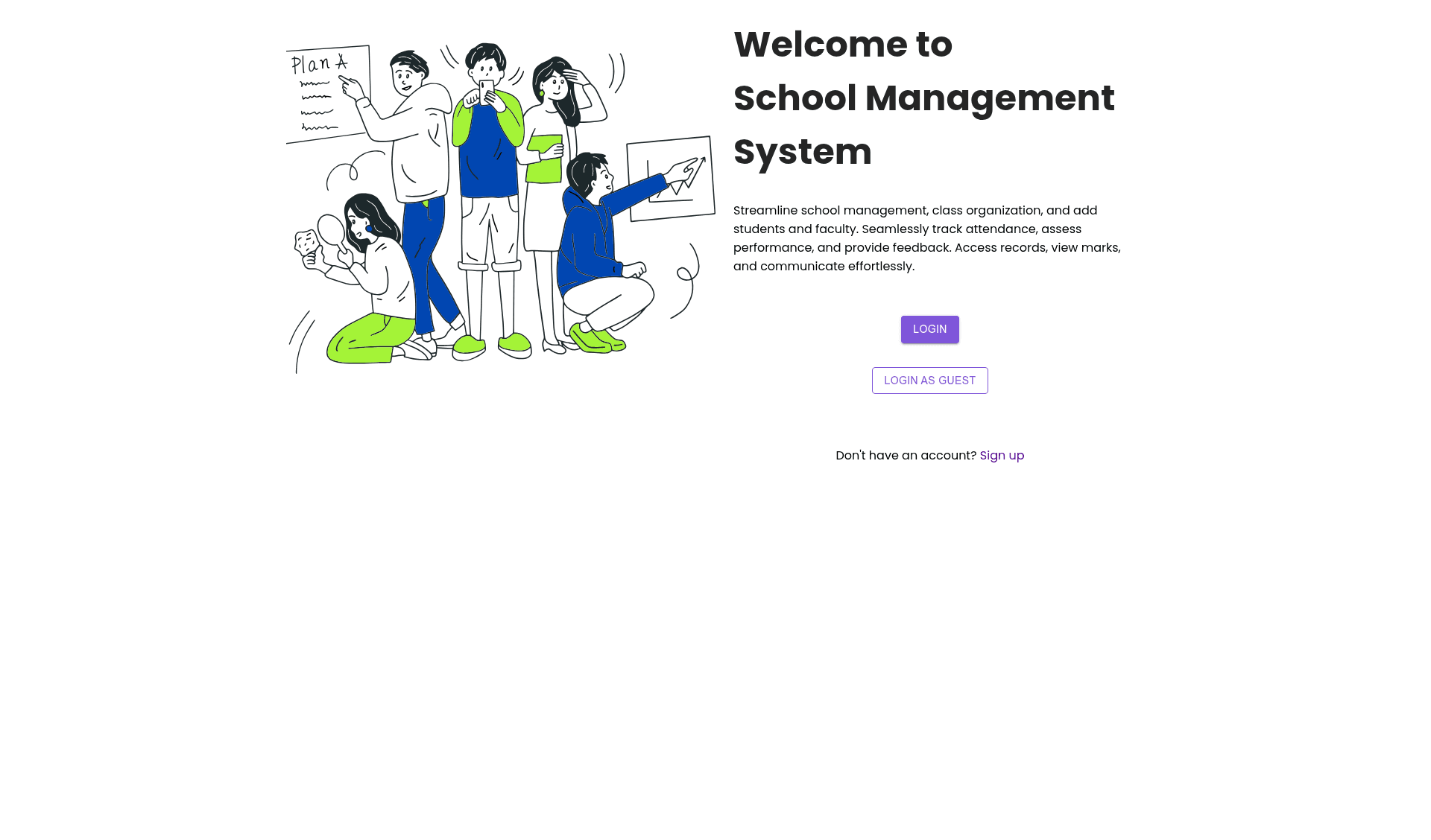 screenshot of MERN School Management System on template0.com