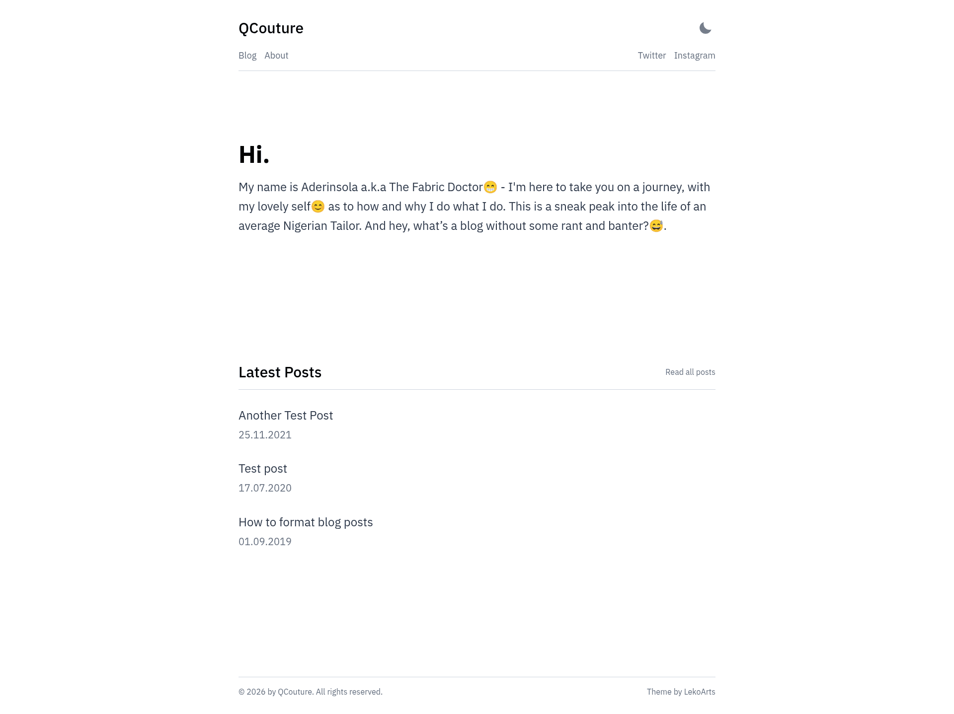 screenshot of Gatsby Starter: Minimal Blog on template0.com