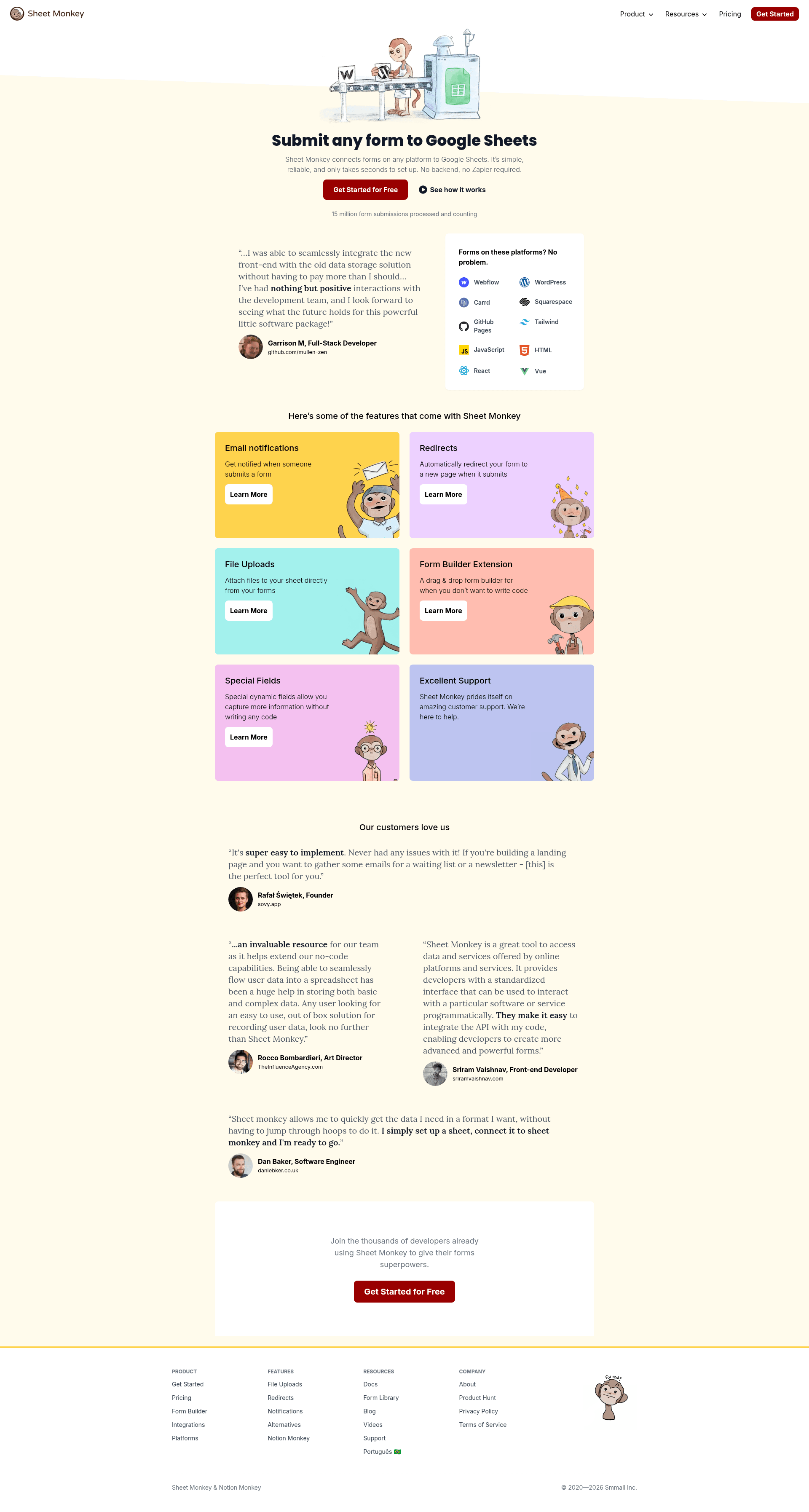 screenshot of HTML Form To Google Sheets on template0.com