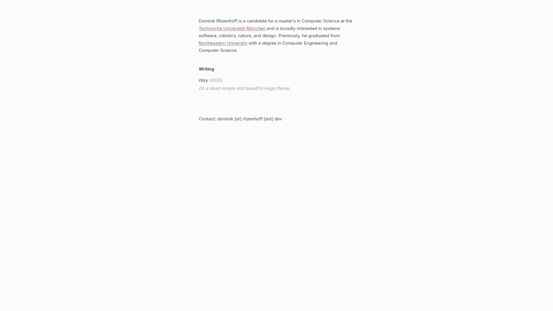 screenshot of ritzy on template0.com