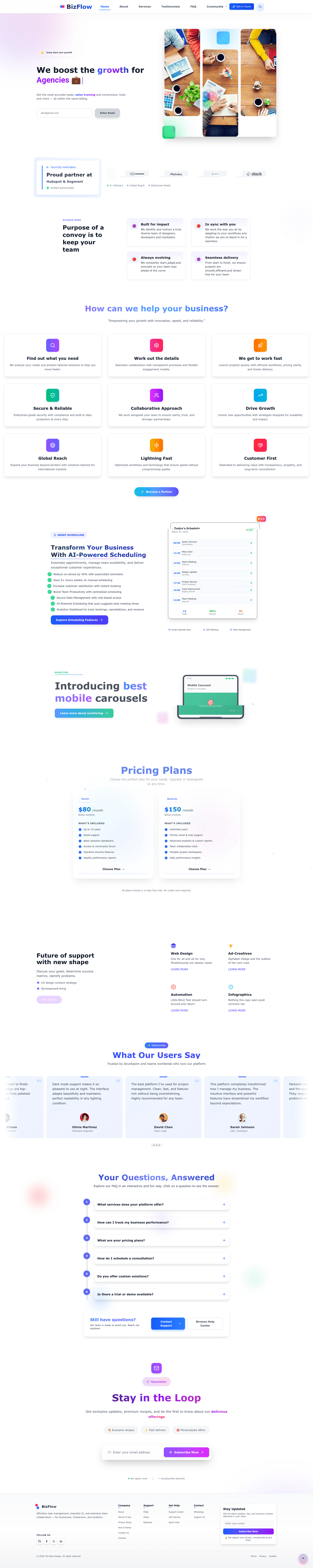 screenshot of BizFlow on template0.com