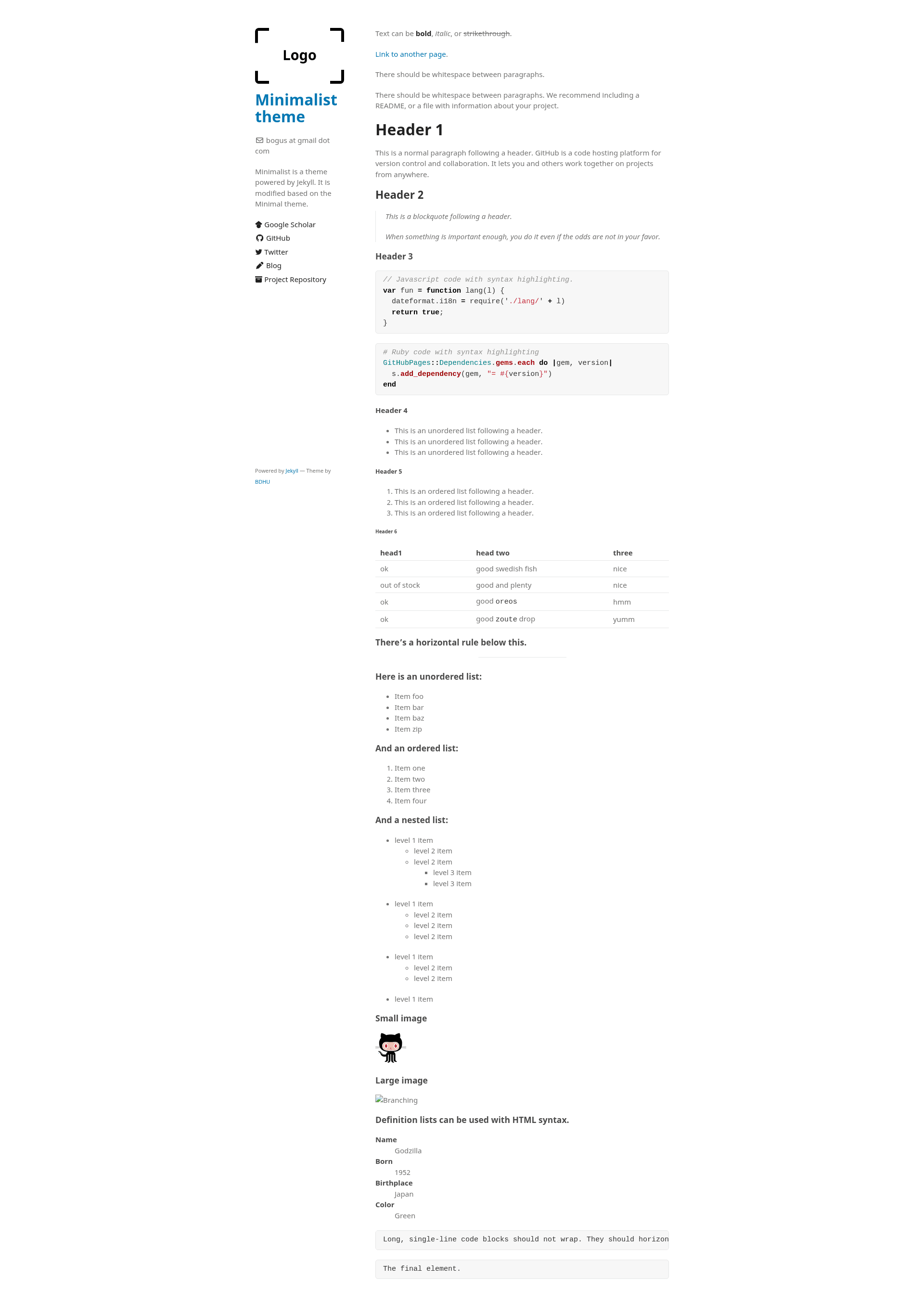 screenshot of Minimalist on template0.com