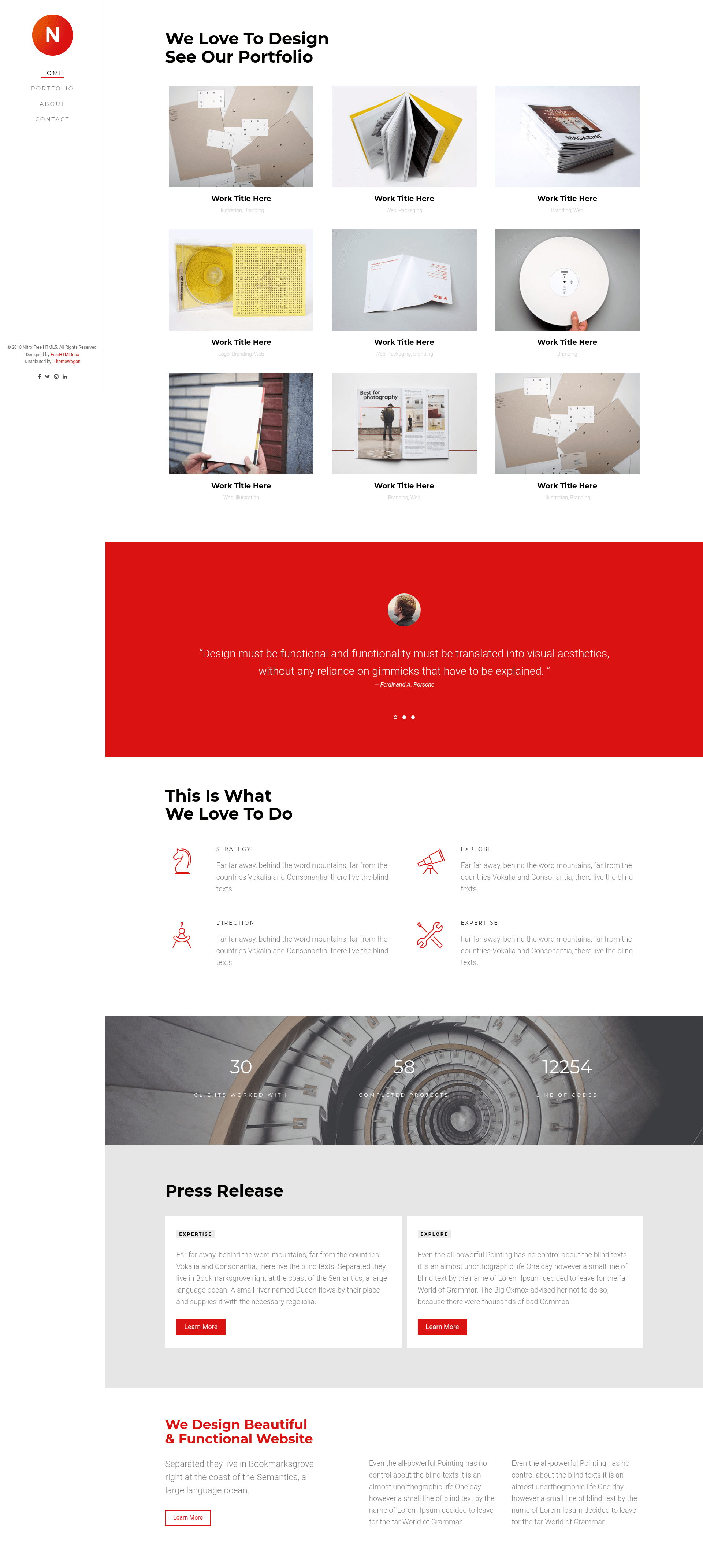 screenshot of Nitro – Free HTML5 Portfolio Website Template on template0.com