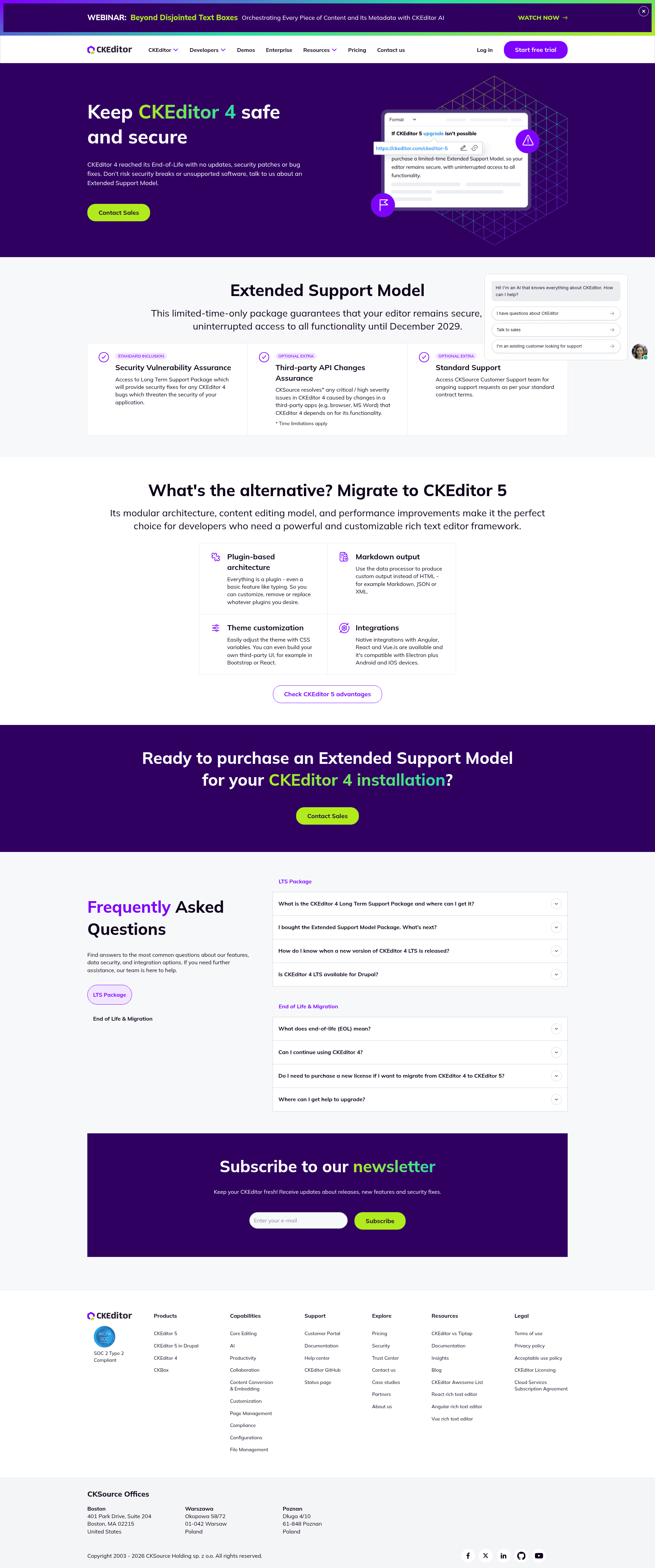 screenshot of Ckeditor on template0.com