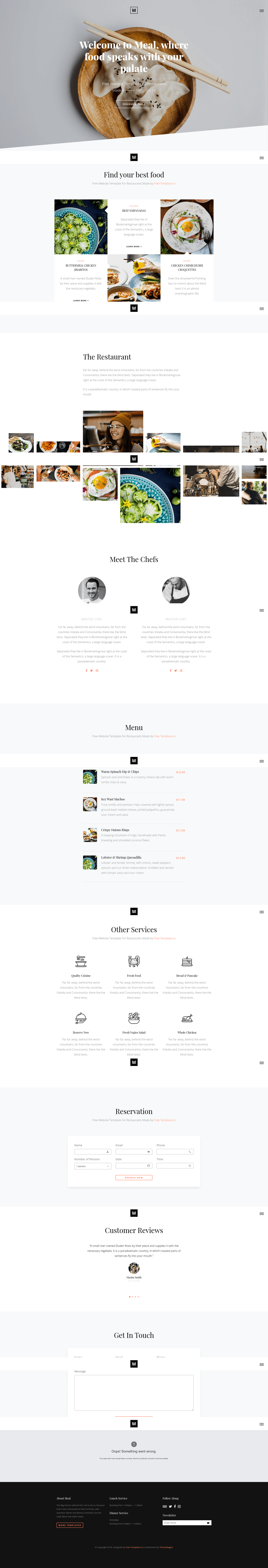 screenshot of Meal - Free HTML5 Responsive Restaurant Template on template0.com