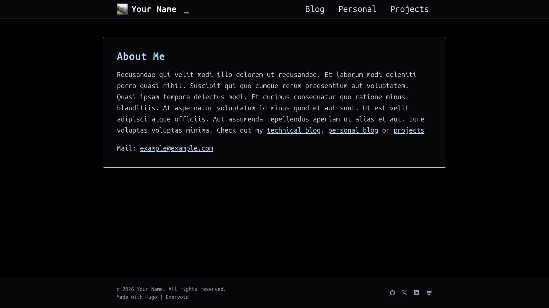 screenshot of Enervoid Theme on template0.com