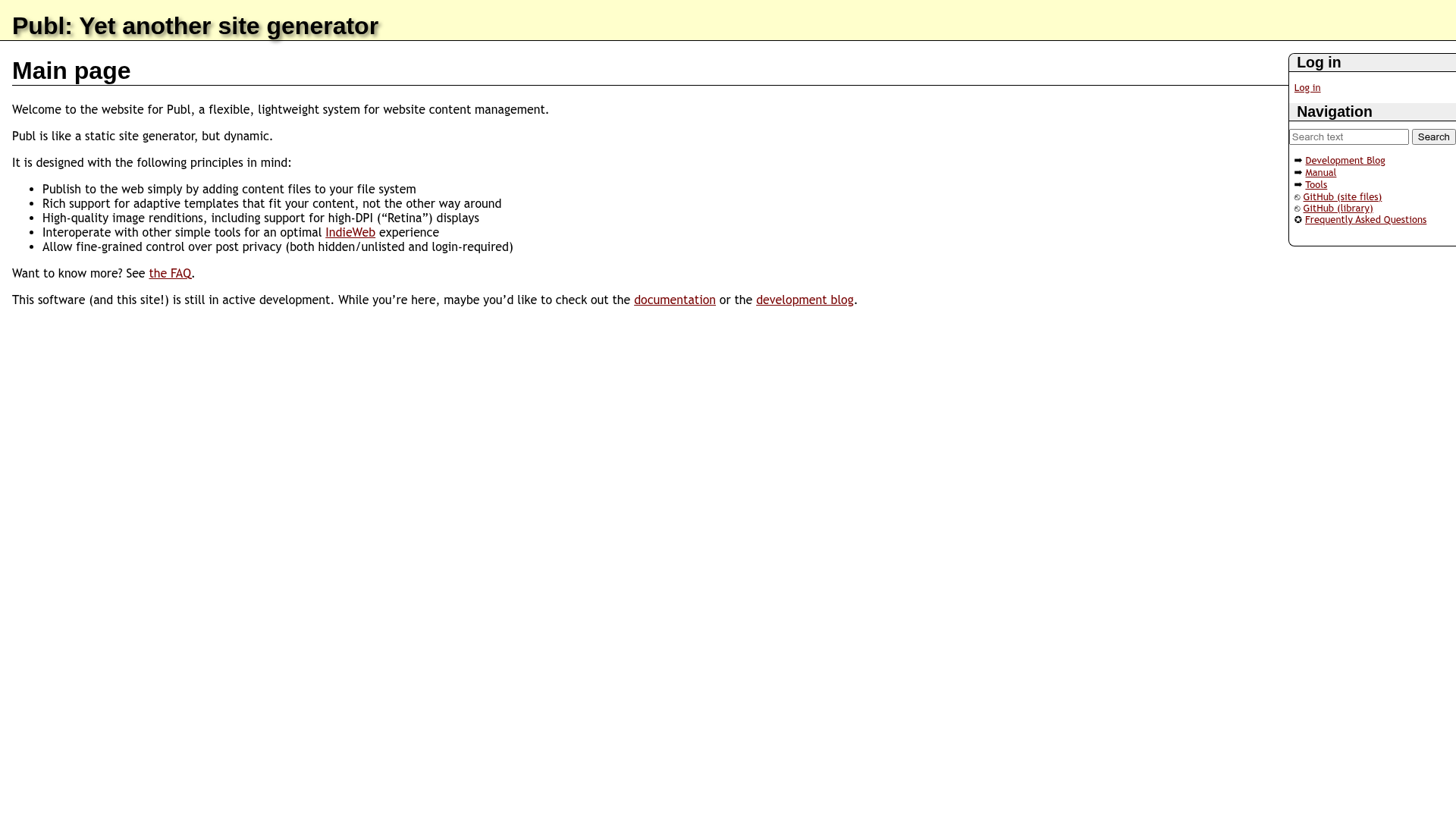 screenshot of Publ on template0.com