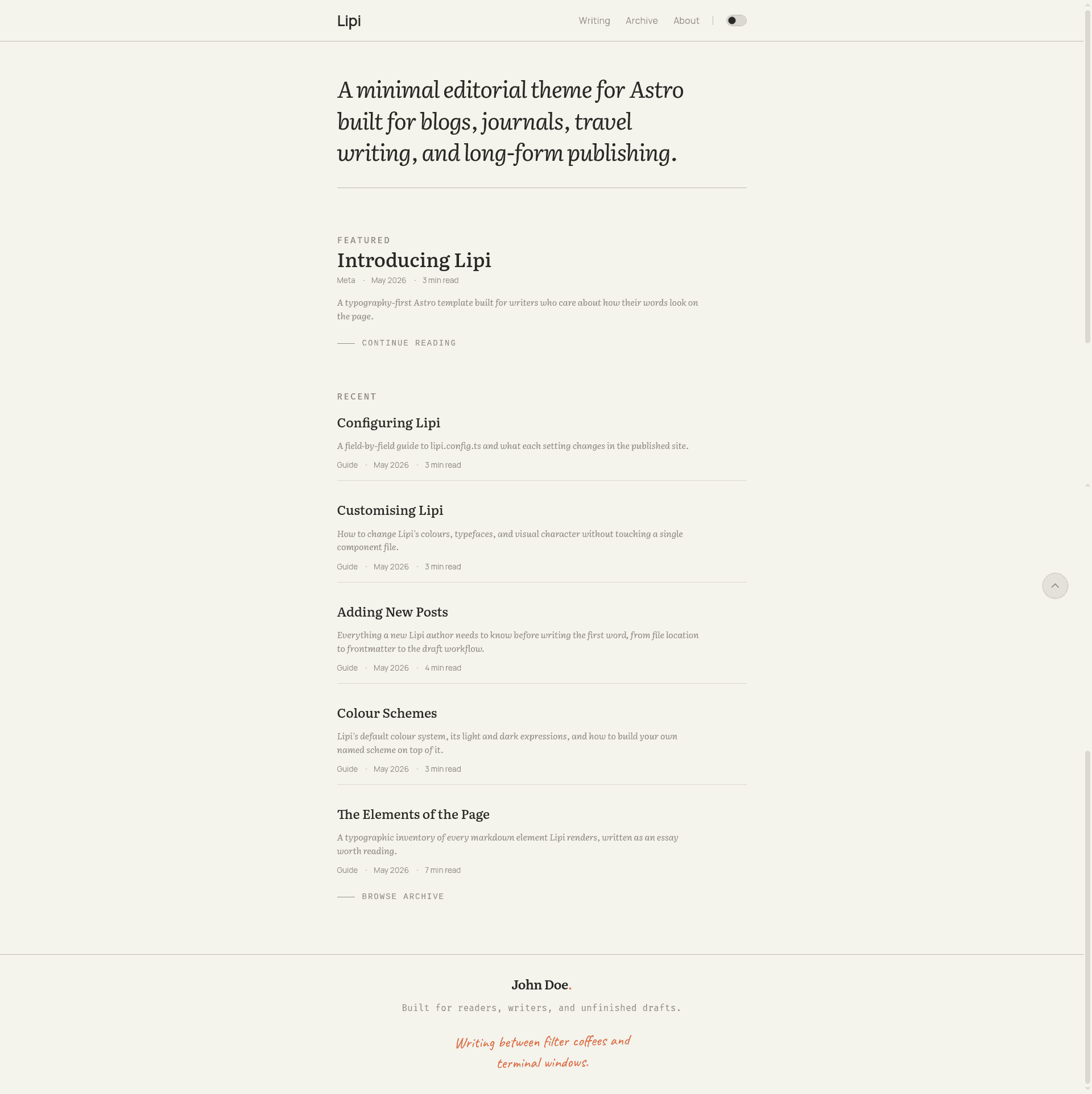 screenshot of Lipi on template0.com