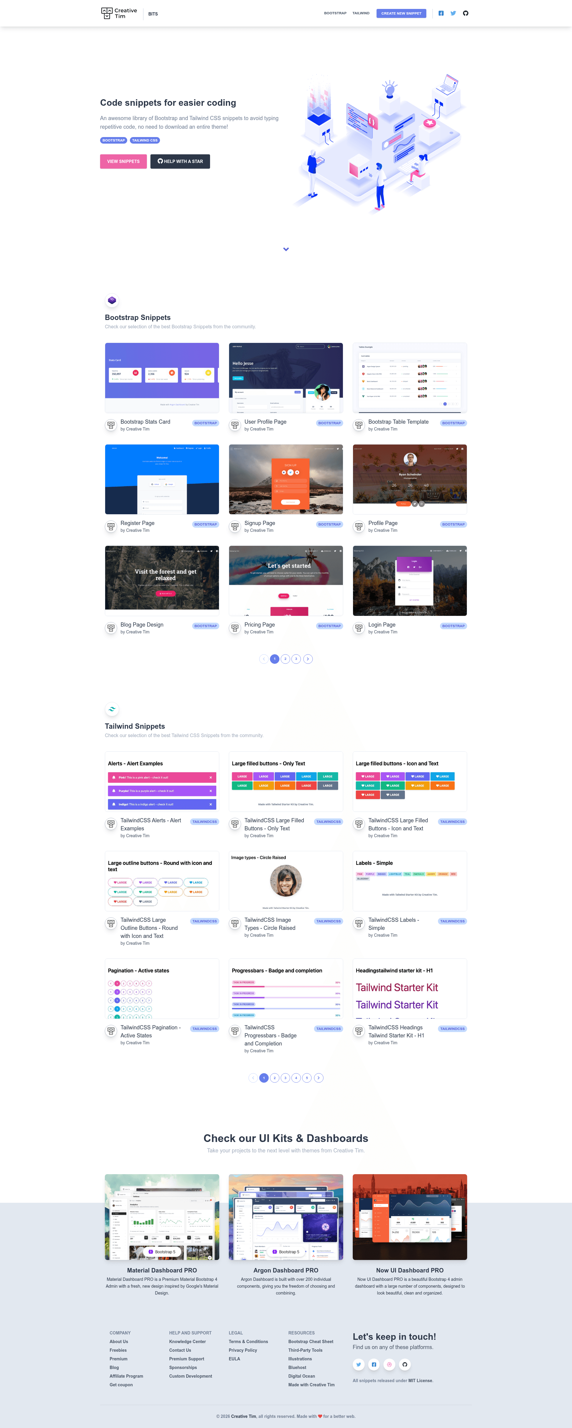 screenshot of Bits by Creative Tim on template0.com