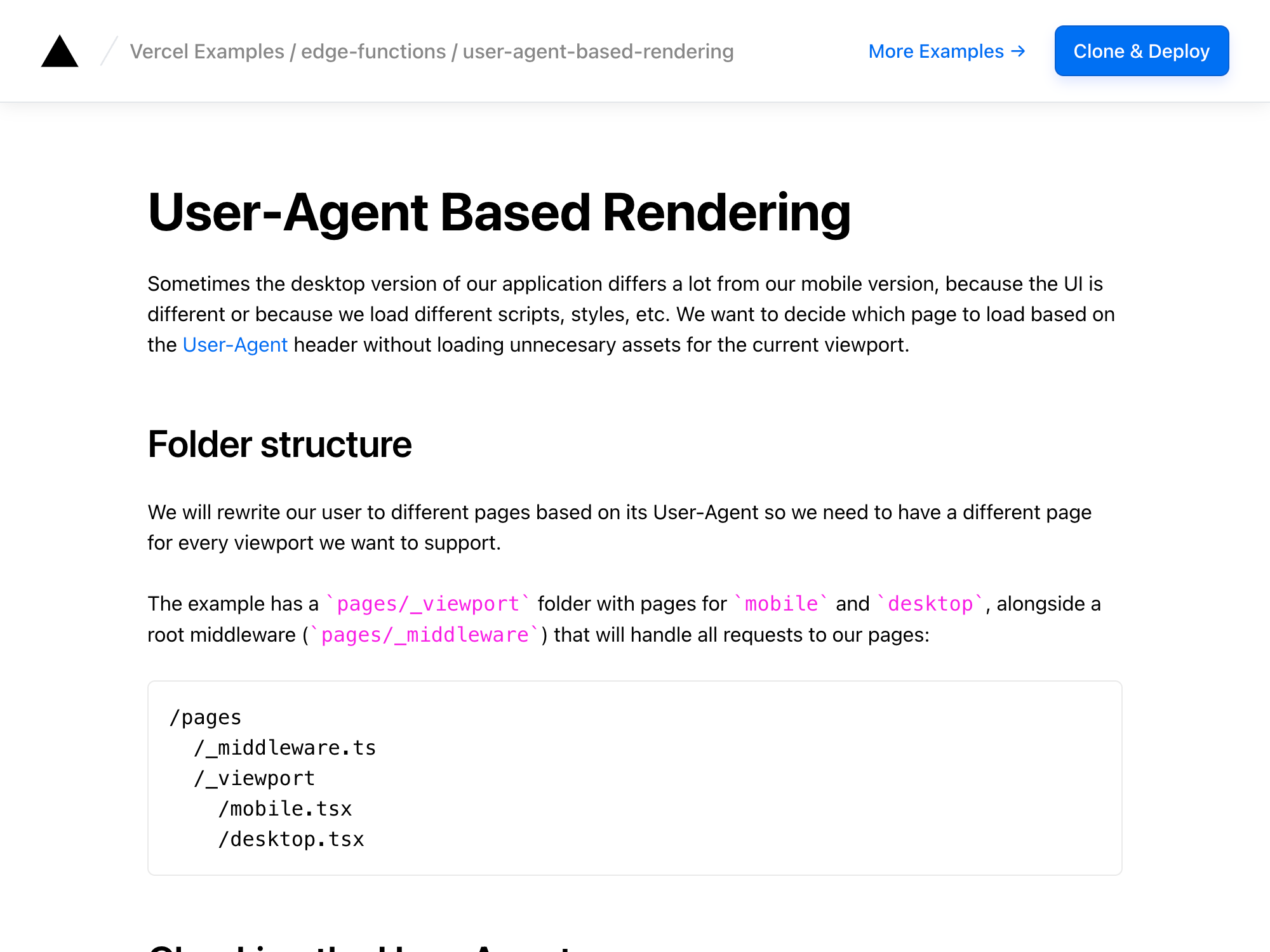User-Agent Based Rendering preview