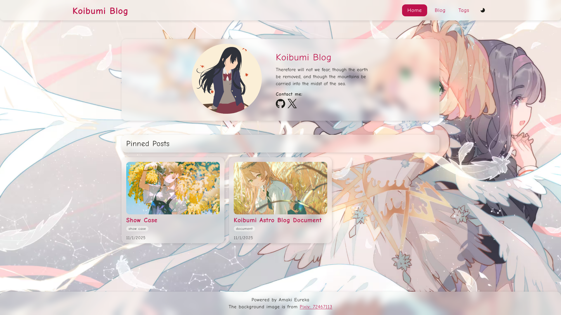 screenshot of Koibumi Astro Blog on template0.com