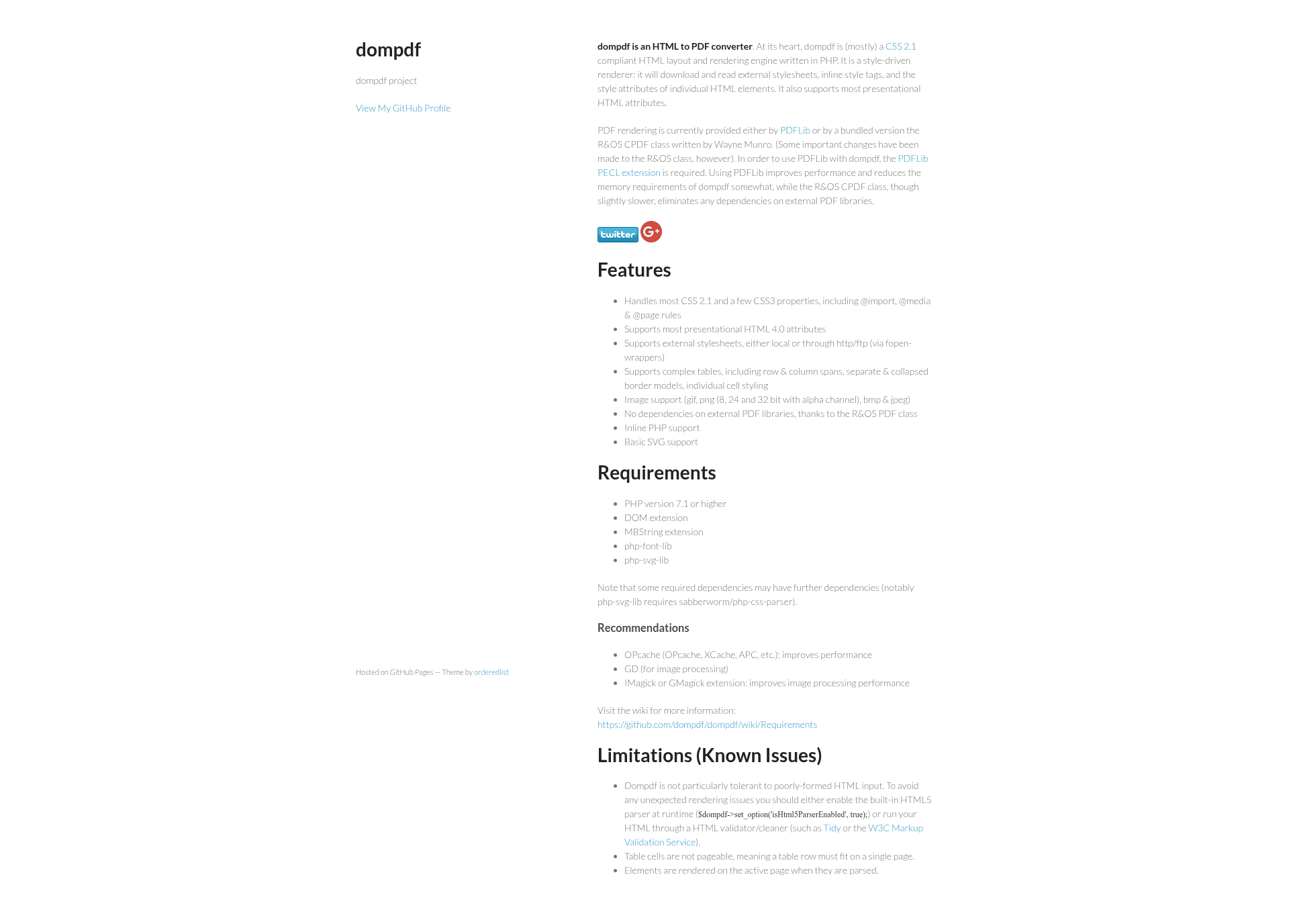 screenshot of Dompdf on template0.com