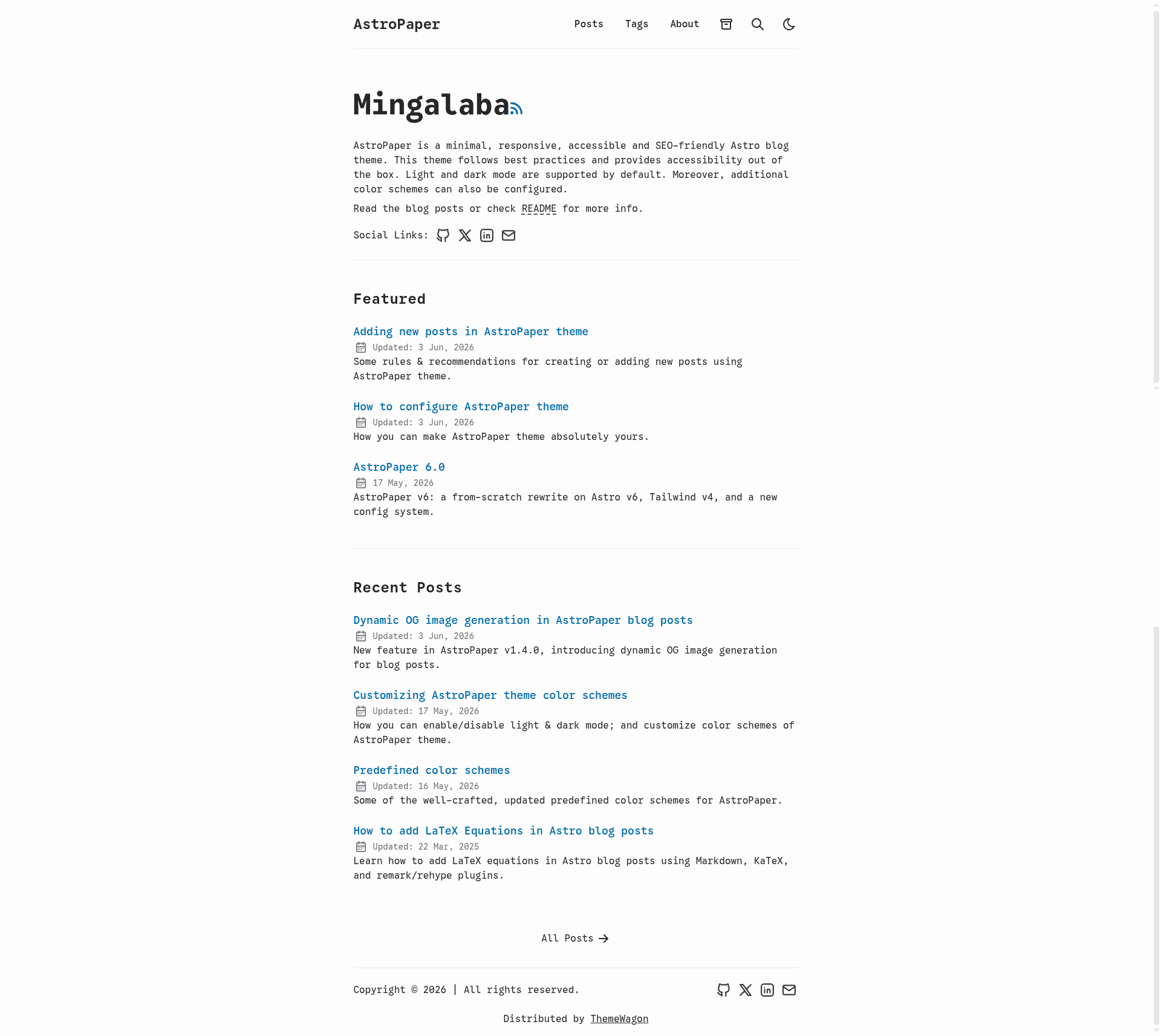 screenshot of AstroPaper on template0.com