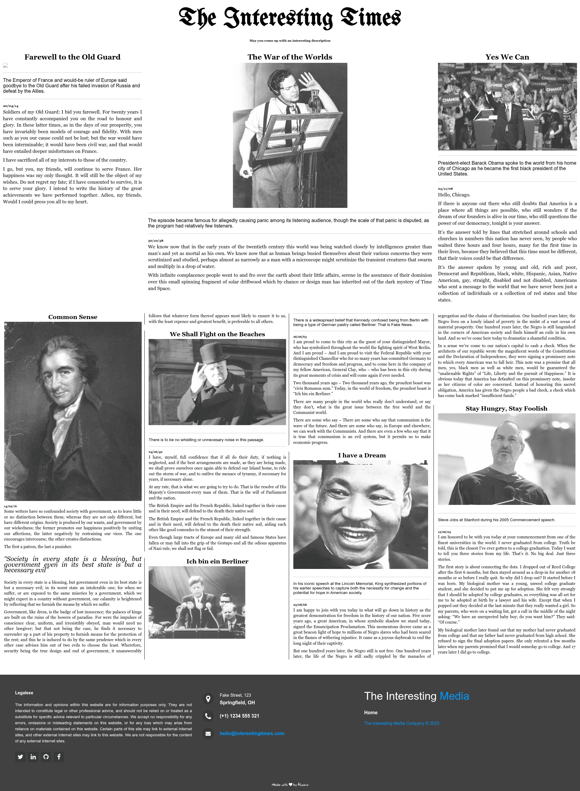 screenshot of The Interesting Times on template0.com