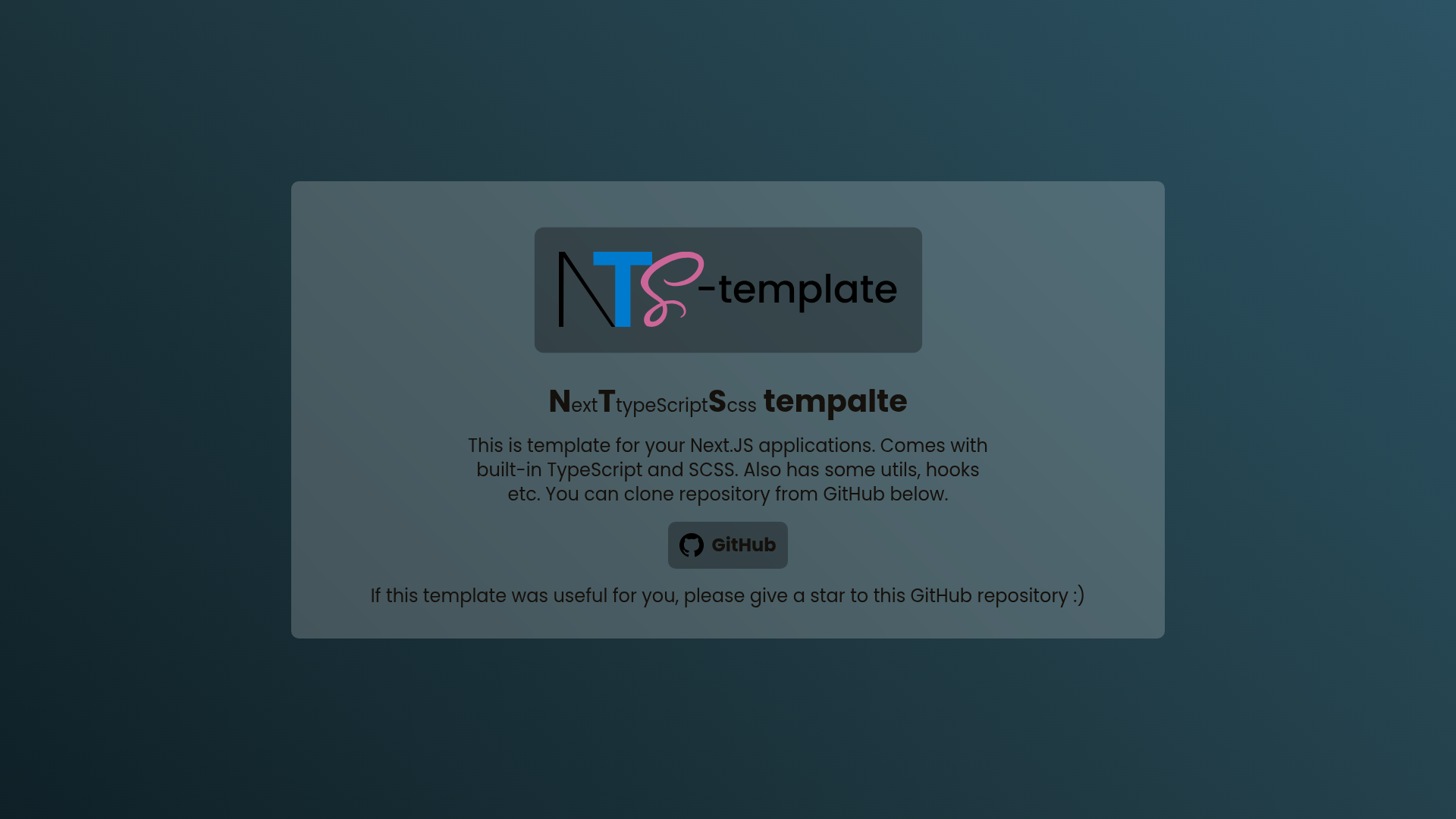 screenshot of Next TypeScript SCSS Template on template0.com