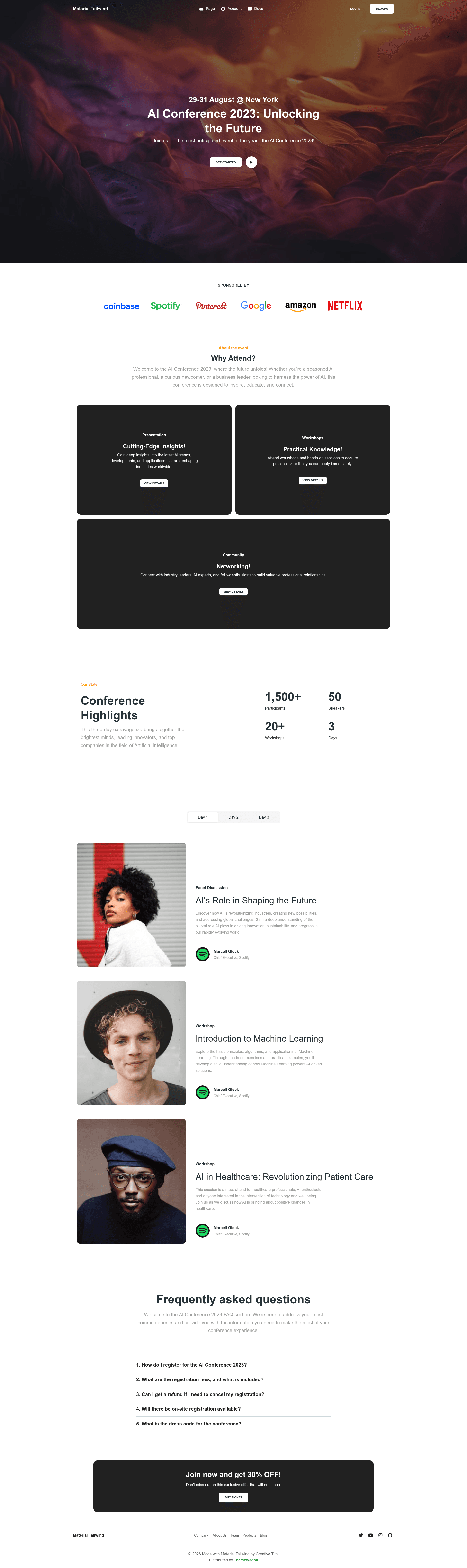 screenshot of EventLandingPage on template0.com