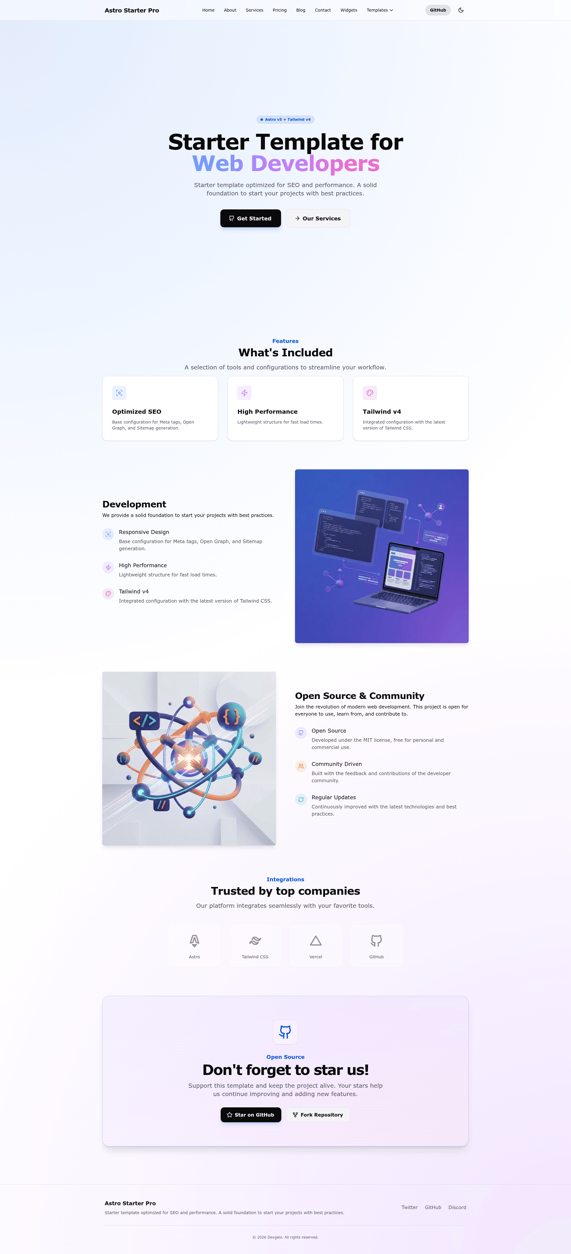 screenshot of Astro Starter Pro on template0.com