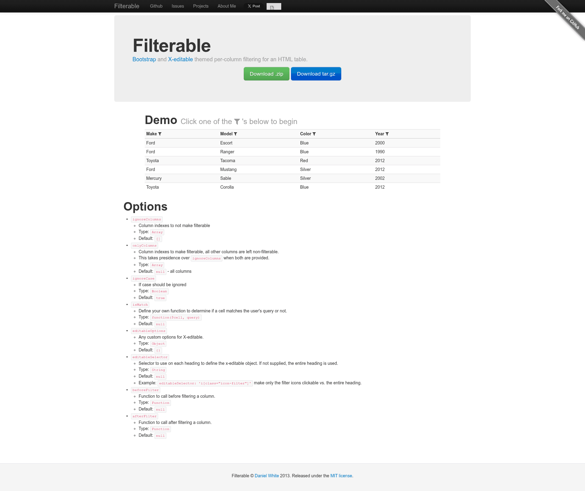 screenshot of Filterable on template0.com