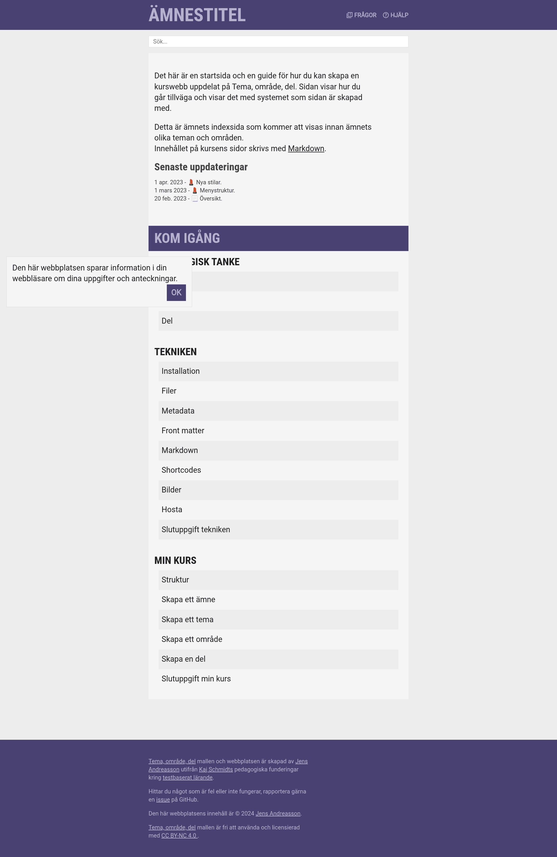 screenshot of Tema område del on template0.com