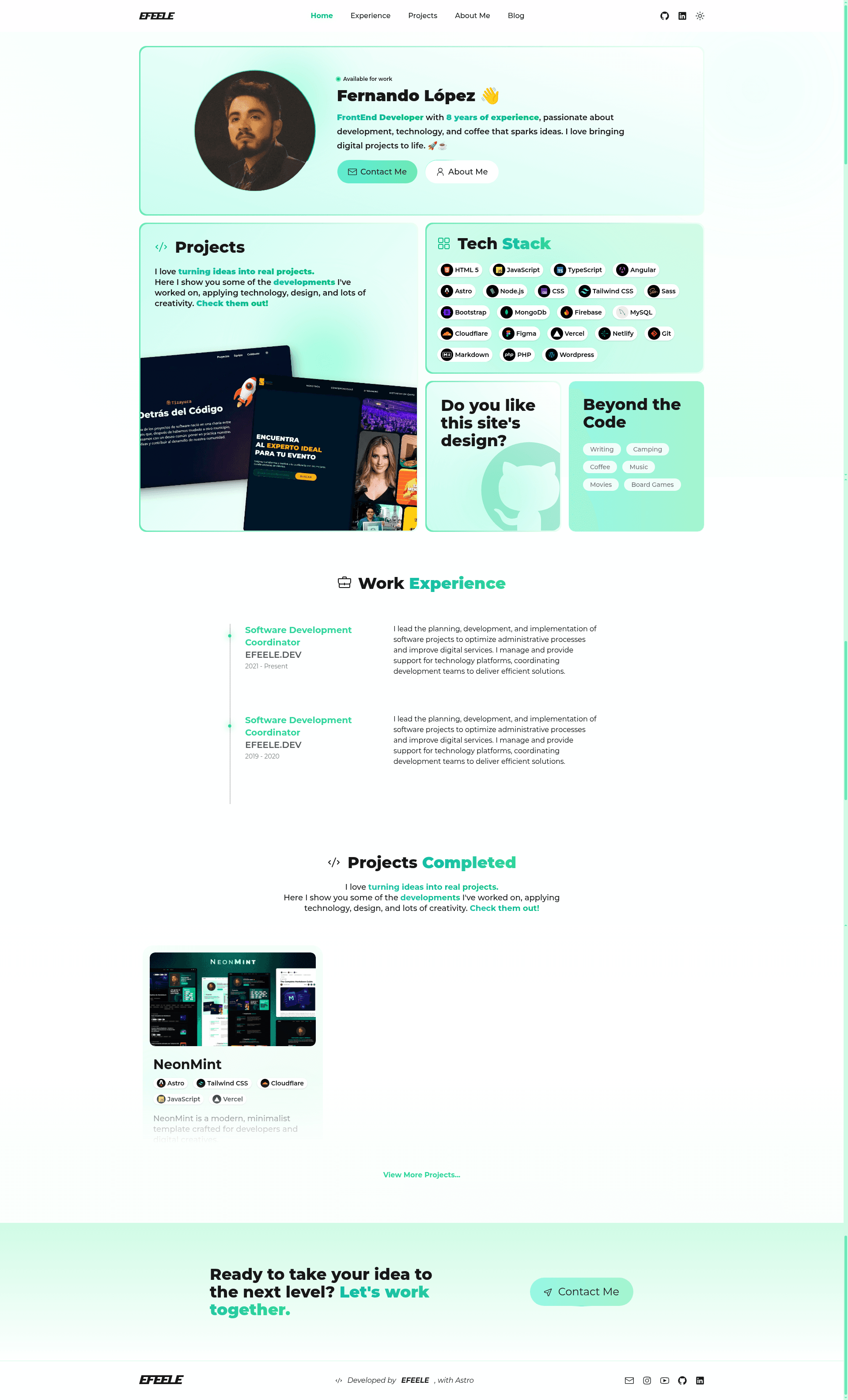 screenshot of NeonMint on template0.com