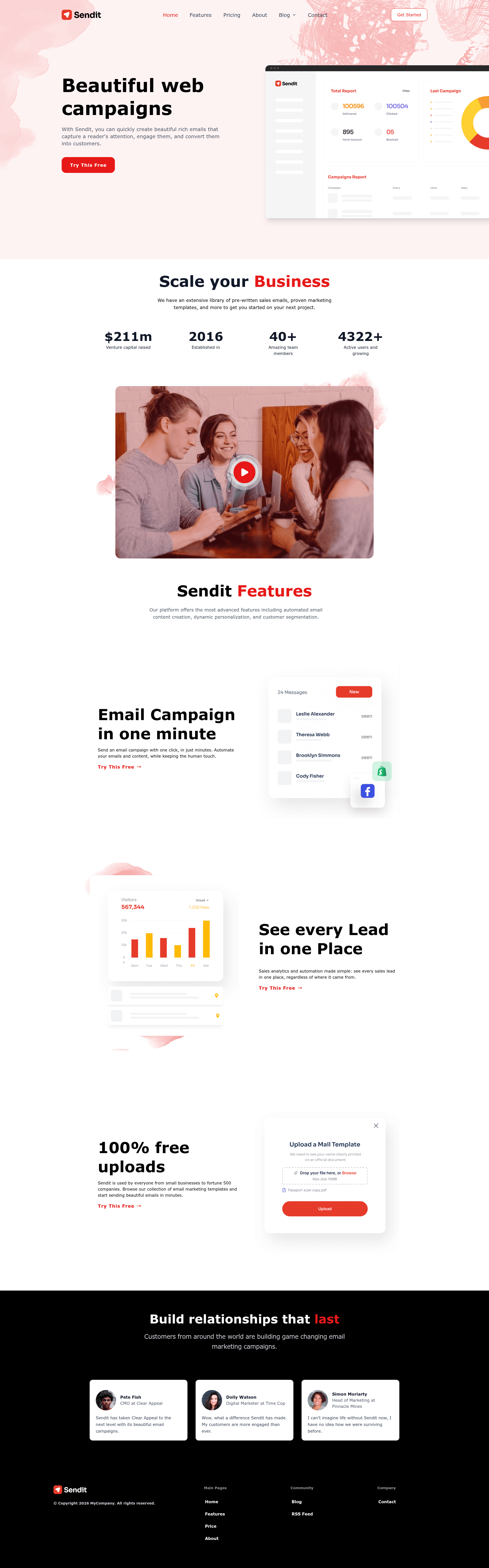 screenshot of Sendit on template0.com