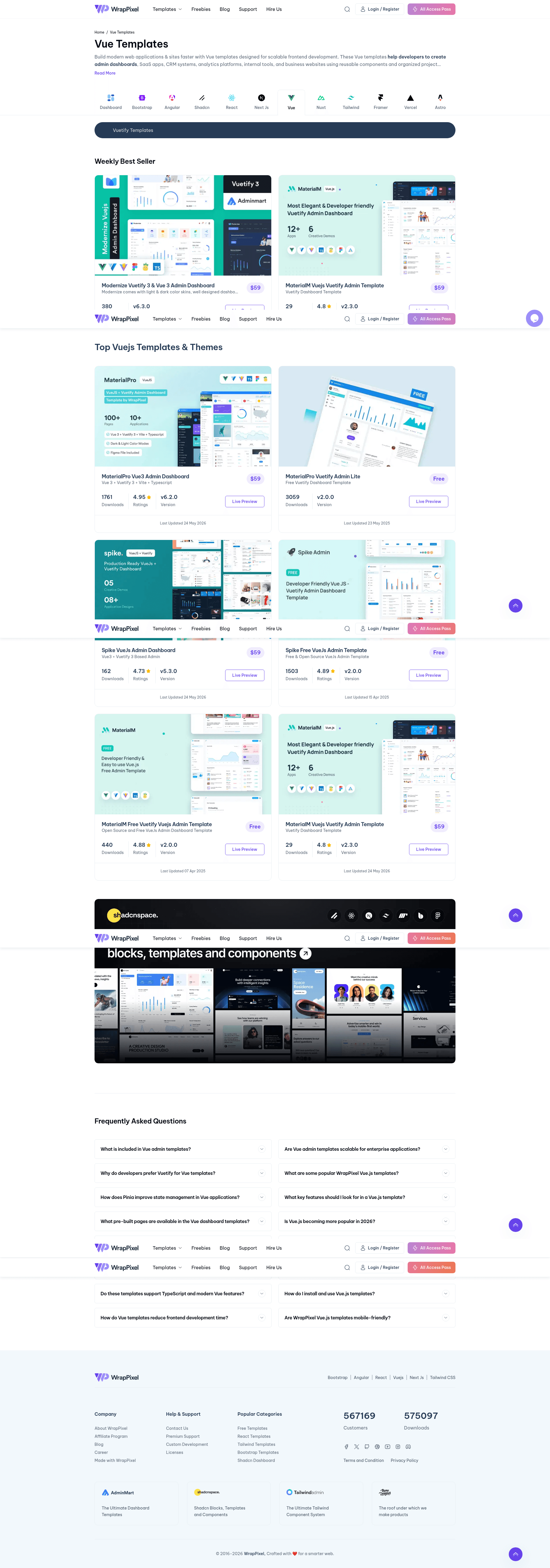 screenshot of Xtreme Vuesax Admin Lite on template0.com