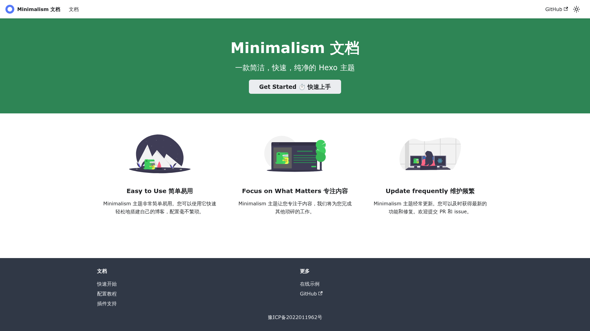 screenshot of Hexo Theme Minimalism on template0.com