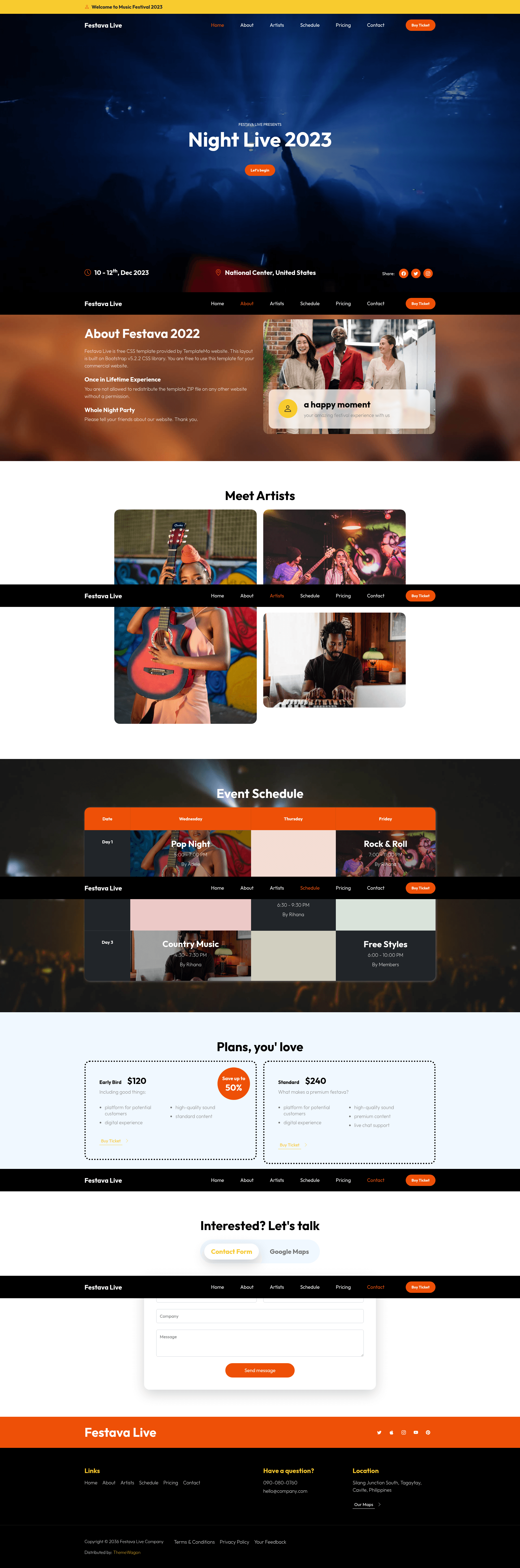 screenshot of FestavaLive on template0.com
