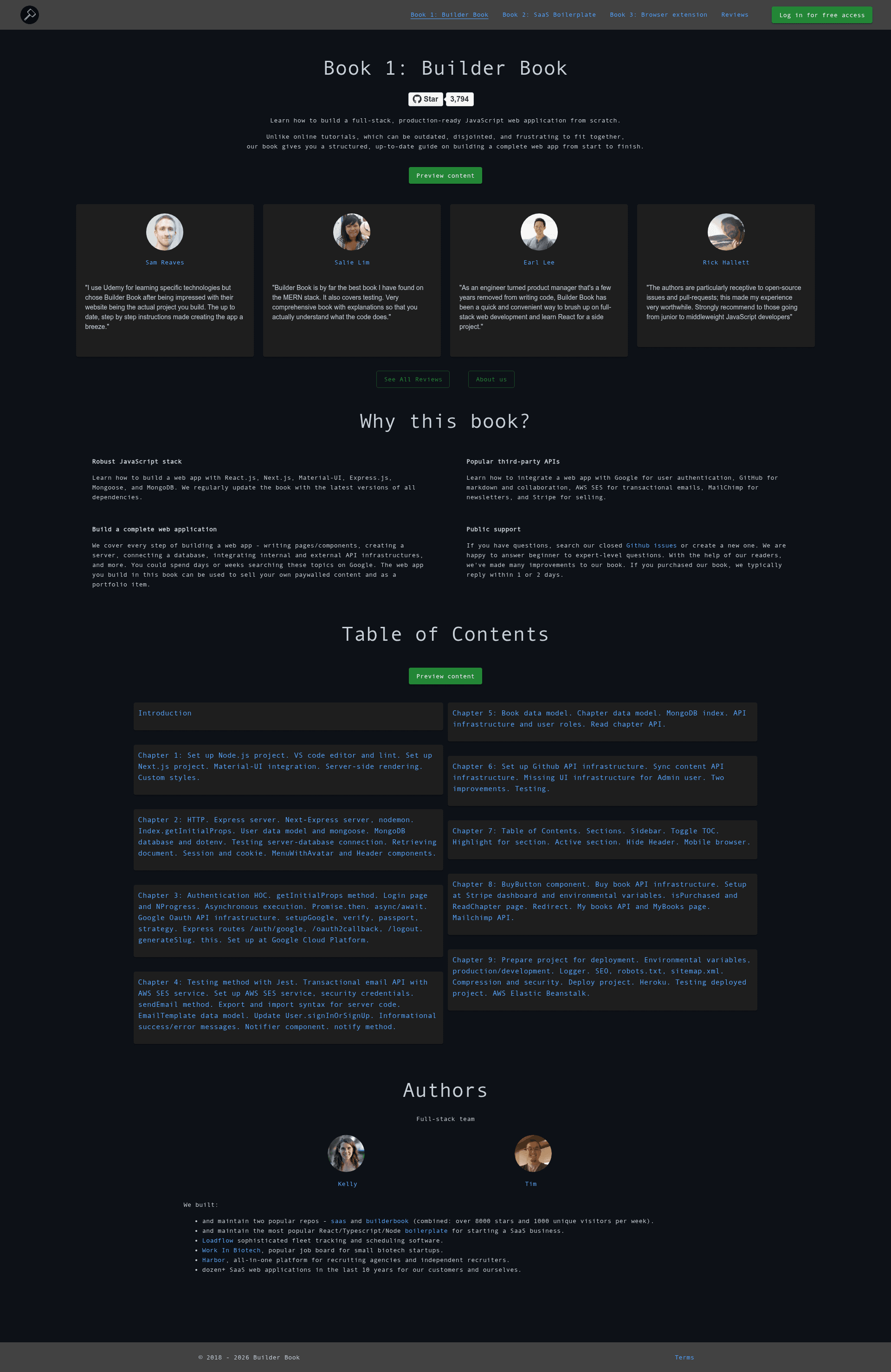 screenshot of Builder Book on template0.com