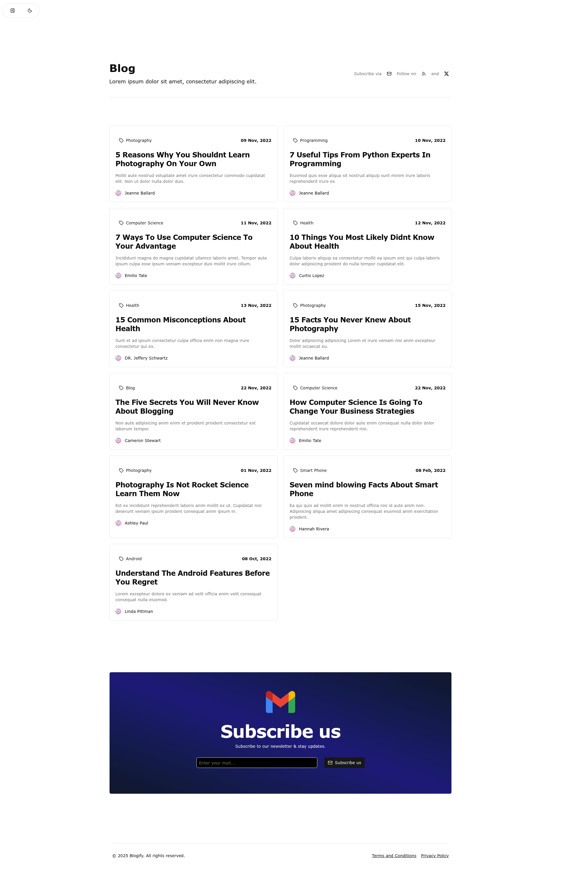 screenshot of Blogify on template0.com