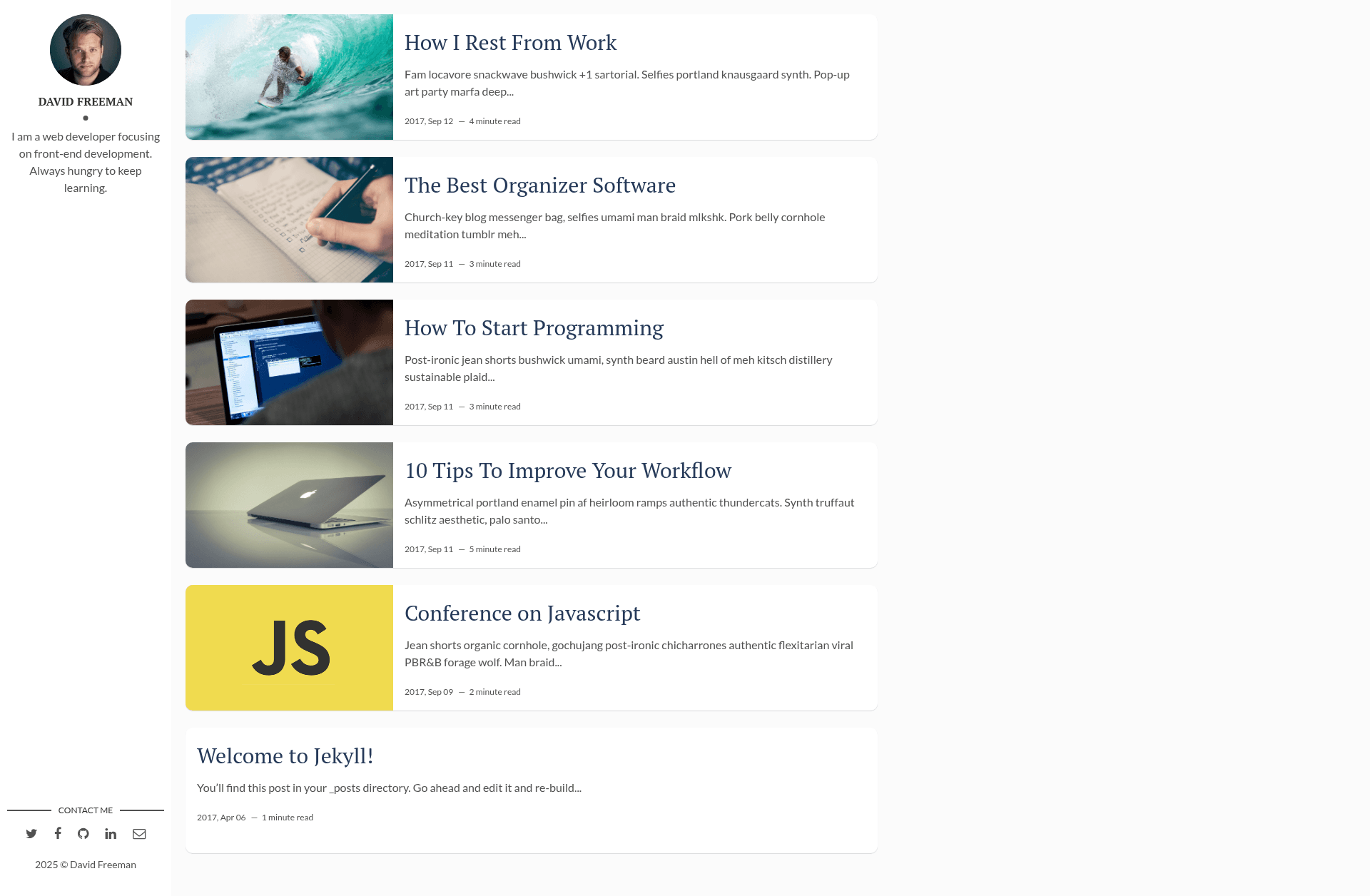 screenshot of Flexible Jekyll on template0.com