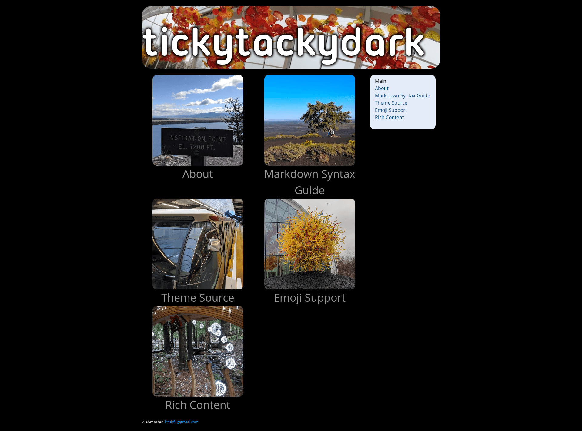 screenshot of Ticky Tacky Dark on template0.com