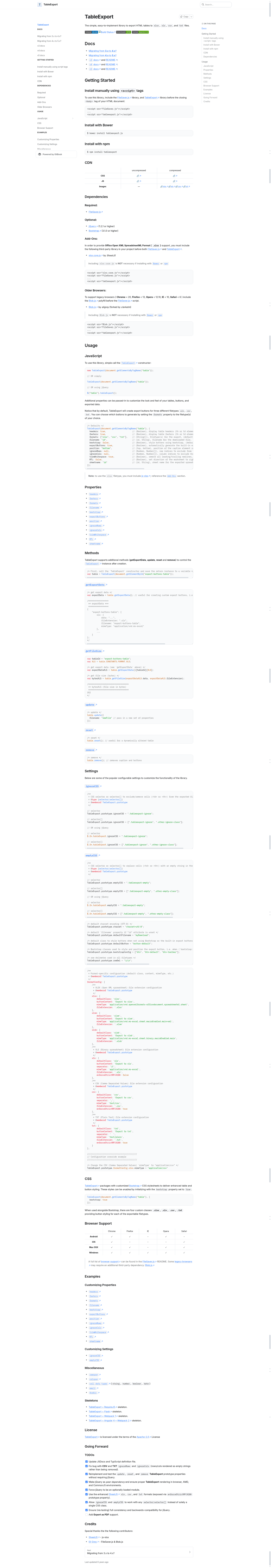 screenshot of TableExport on template0.com