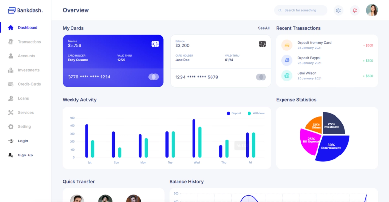 Image for BankDash(dashboard react template) on template0.com