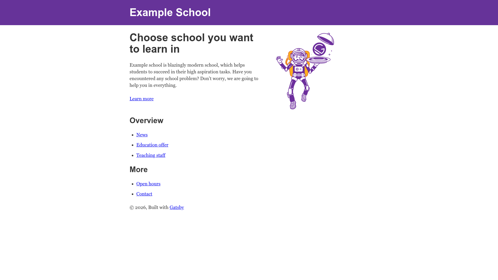 screenshot of Schoolfront on template0.com
