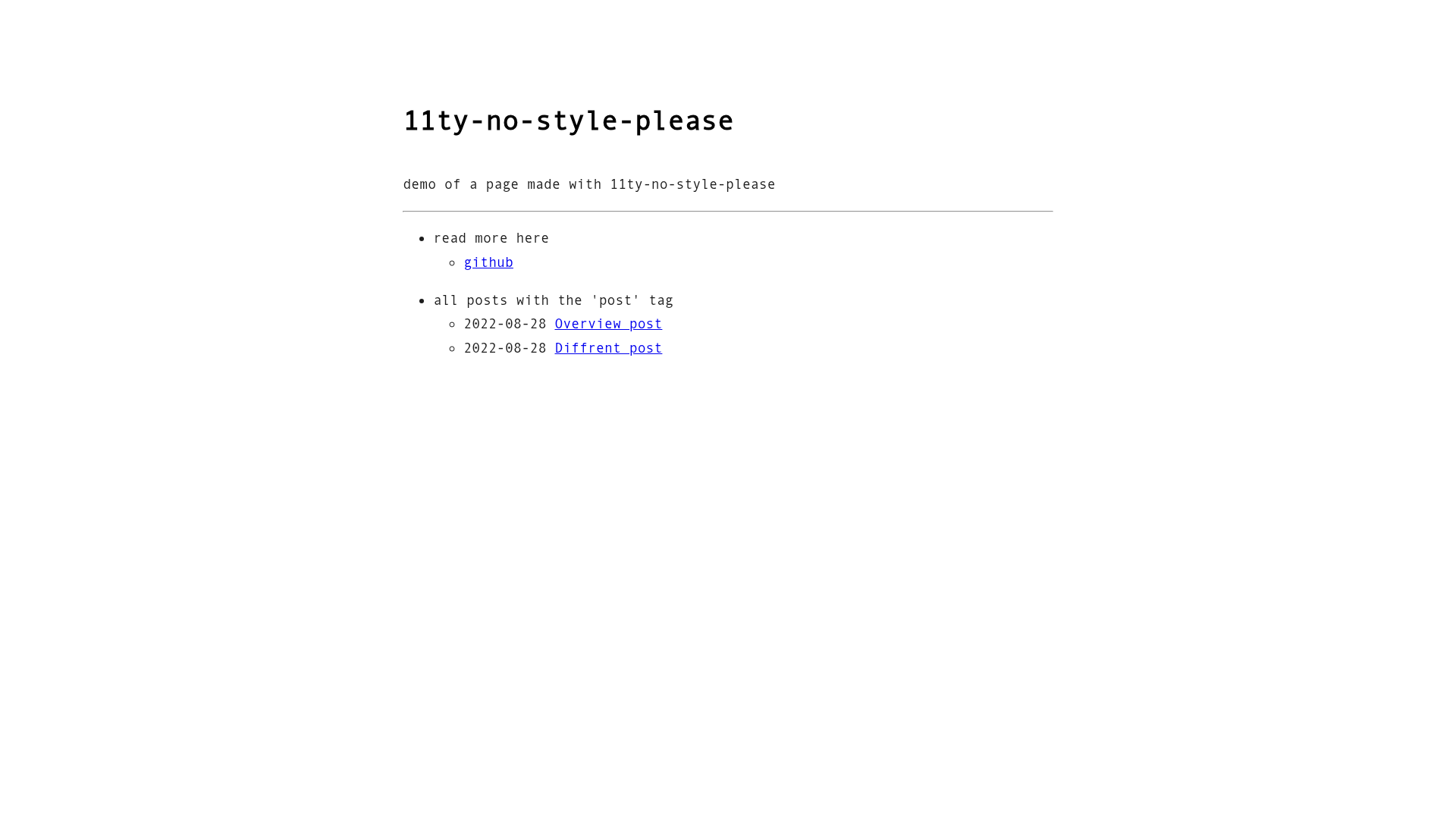 screenshot of 11ty-no-style-please on template0.com