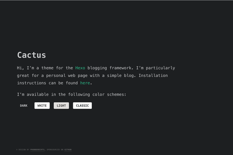 Image for Hexo Theme Cactus on template0.com