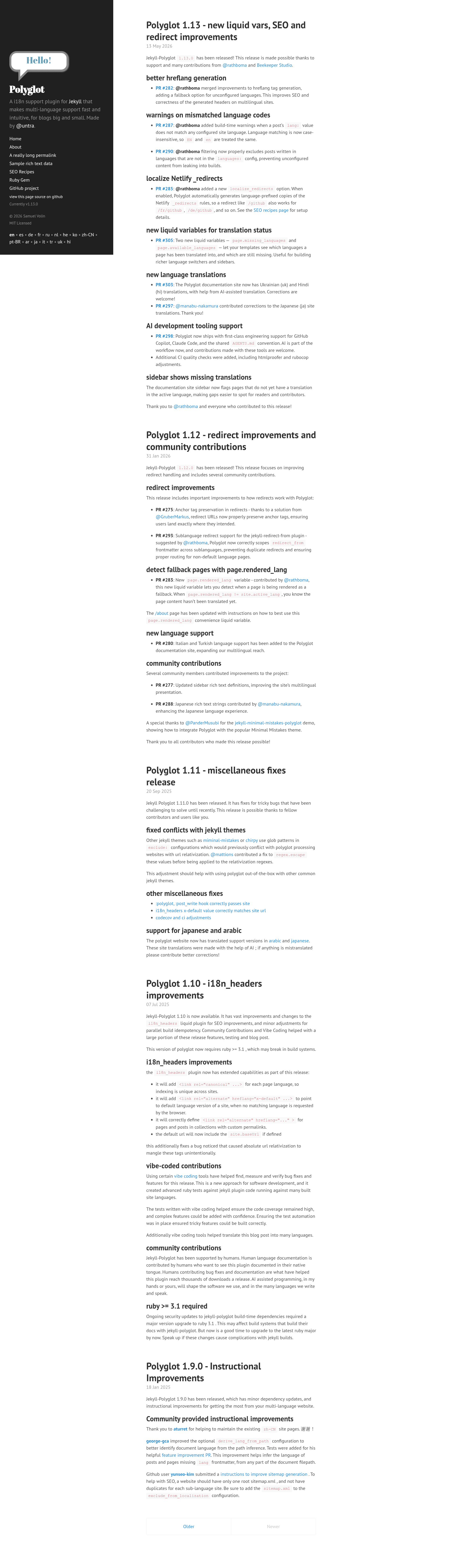 screenshot of Polyglot on template0.com